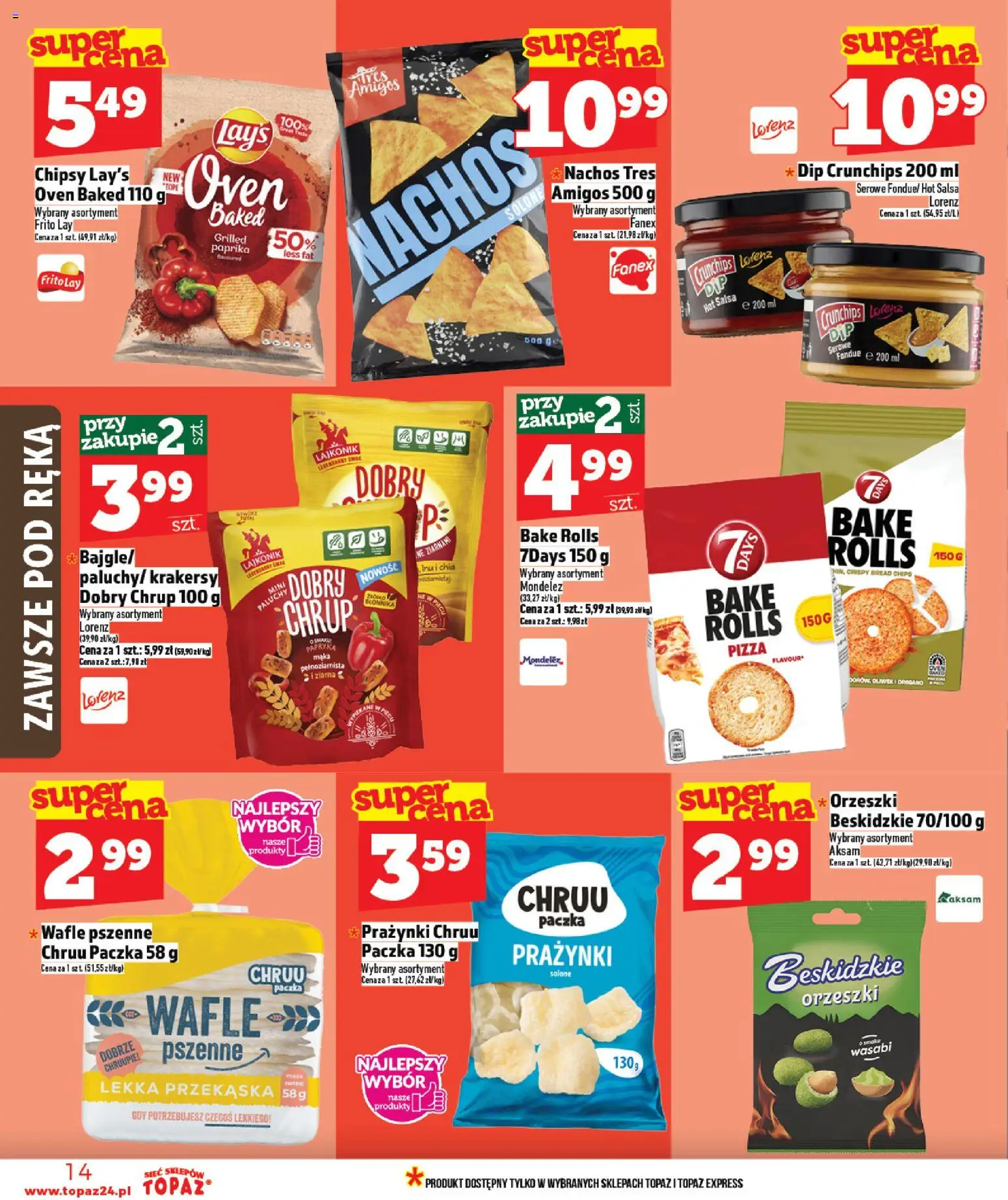 Topaz Gazetka od 08.01.2026 | Strona: 14 | Produkty: Nachos, Papryka, Pizza, Mąka pełnoziarnista