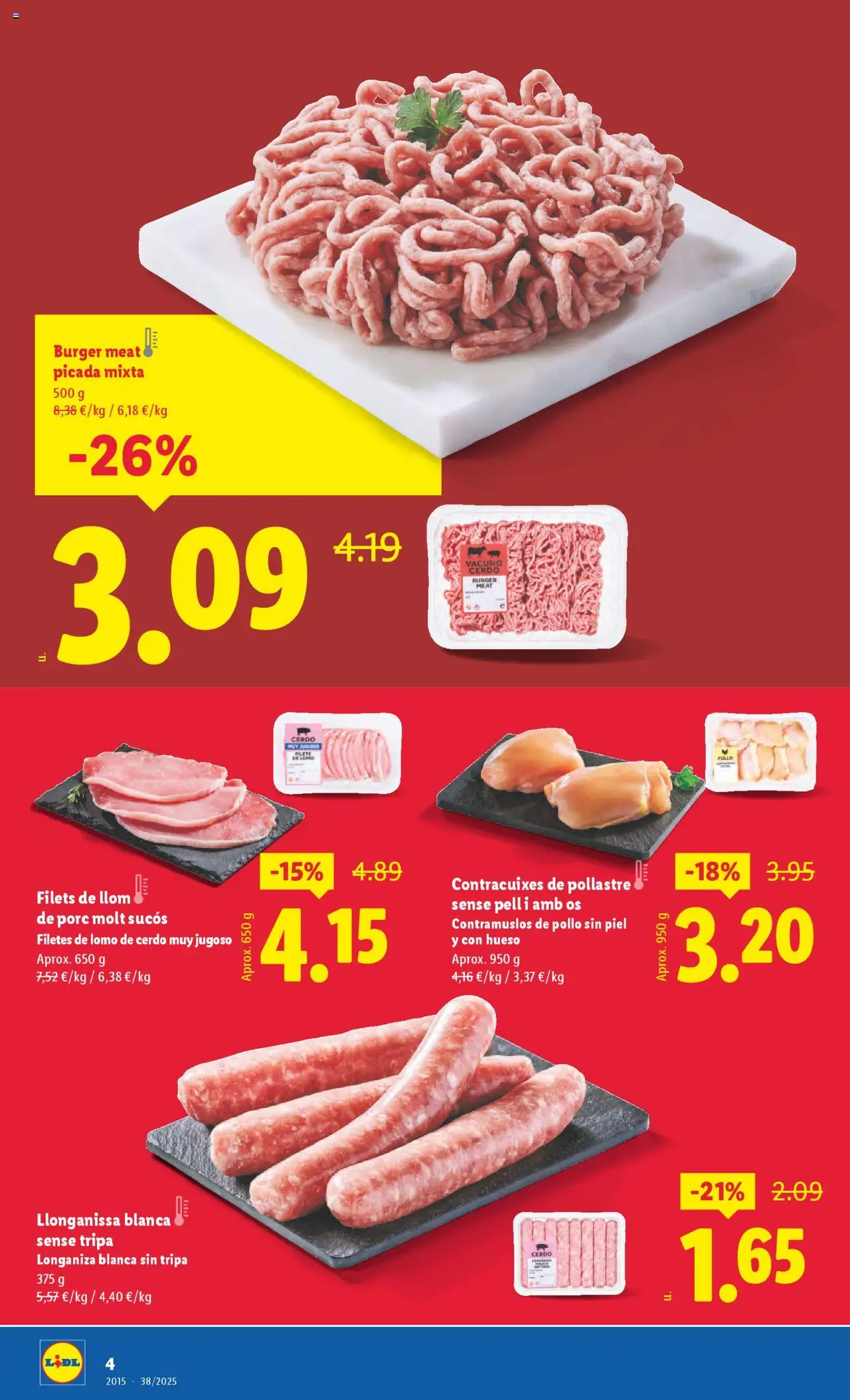 Lidl - La Guixa │ válido desde el 19.09.2025 | Página: 4 | Productos: Cerdo, Longaniza