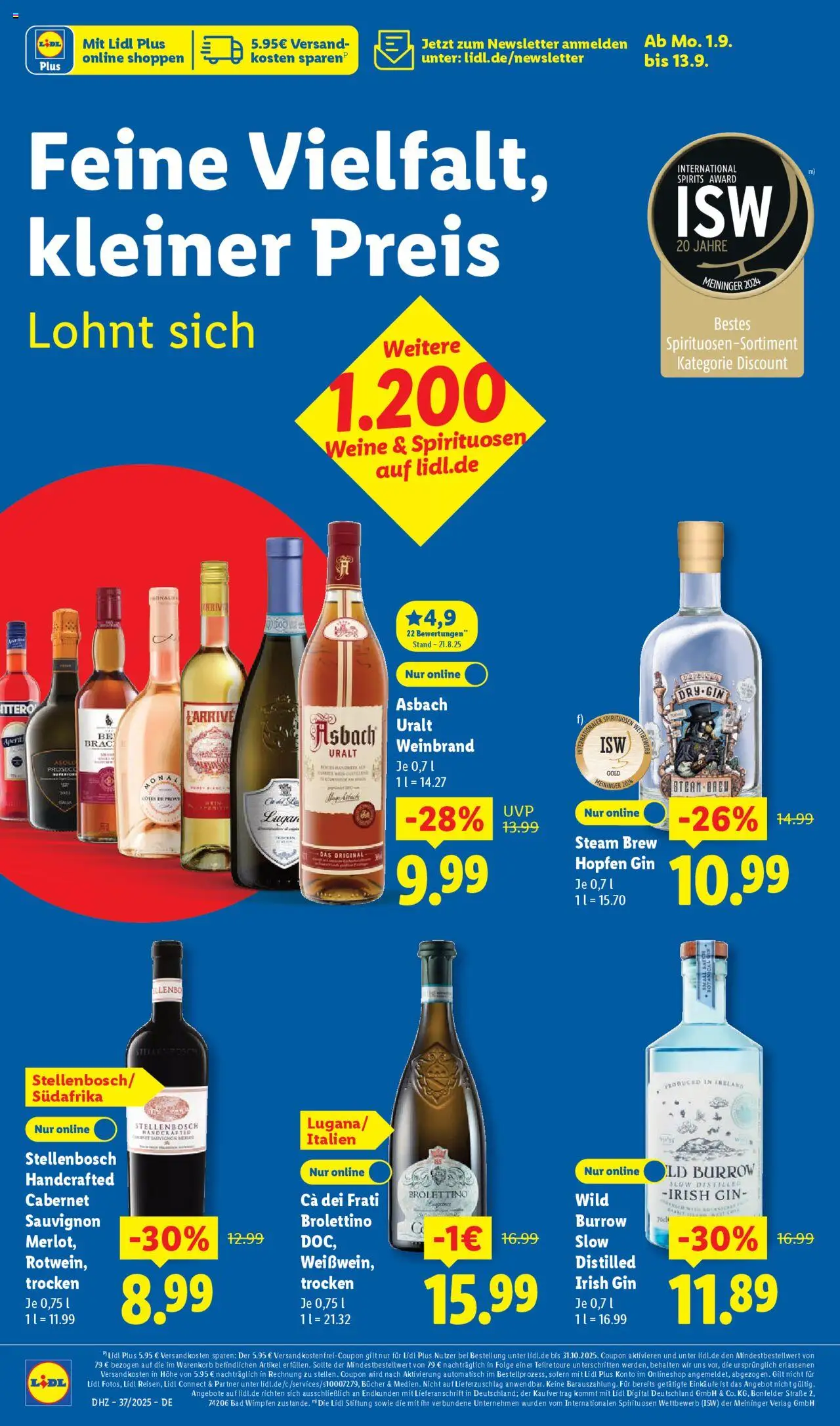Lidl - Prospekt Düsseldorf – gültig ab 08.09.2025 | Seite: 52 | Produkte: Bad, Gin, Asbach