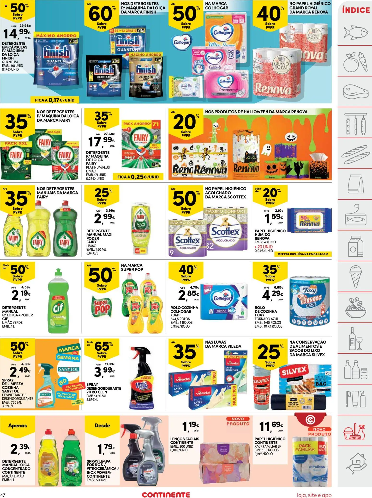 Continente folheto │ válido de 28.10.2025 | Página: 47 | Produtos: Luvas, Papel higiénico, Detergente