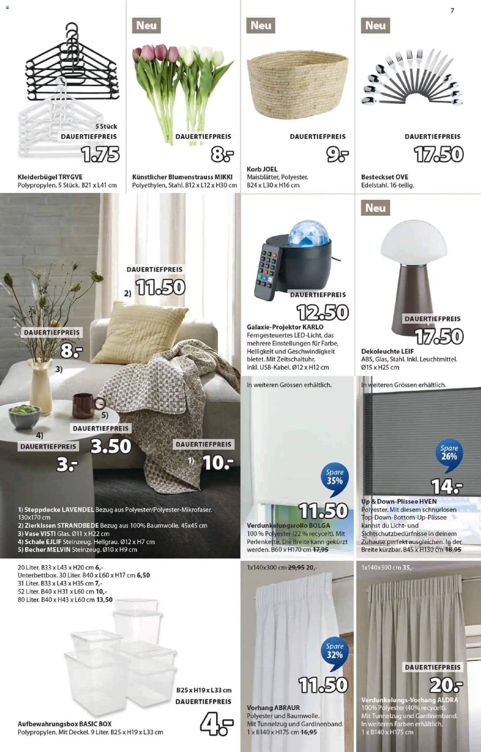 JYSK aktionen – gültig ab 03.03.2026 | Seite: 7 | Produkte: Korb, Vase, Kleiderbügel, Vorhang