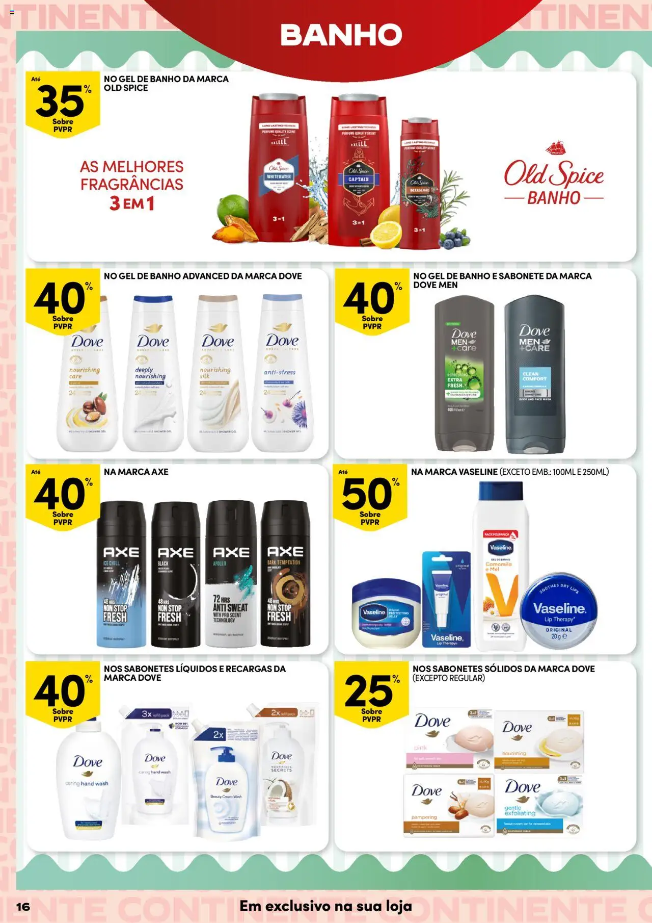 Continente Beleza │ válido de 19.08.2025 | Página: 16 | Produtos: Perfume, Gel de banho, Sabonete, Banho