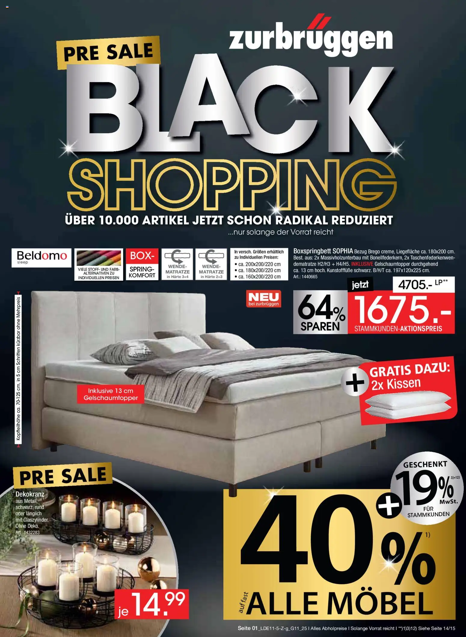 Zurbrüggen - Black Friday – gültig ab 08.11.2025 | Seite: 1 | Produkte: Matratze, Kissen, Boxspringbett, Box