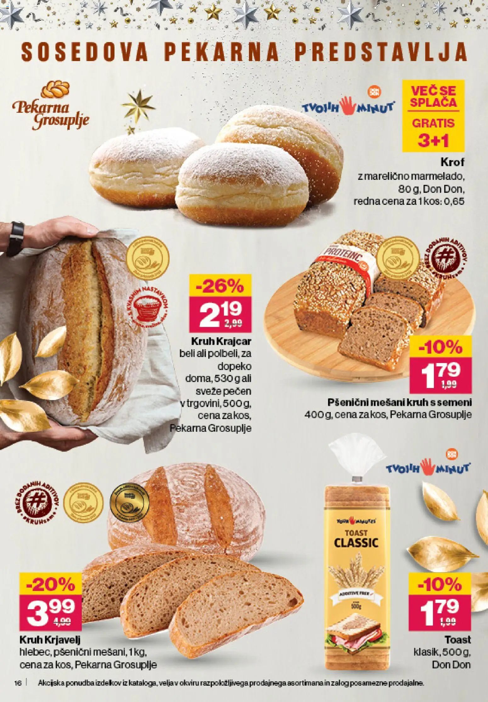 Novi Mercator katalog ponudbe – veljaven od 18.12.2025 | Stran: 16 | Izdelki: Pekarna, Toast, Kos, Kruh