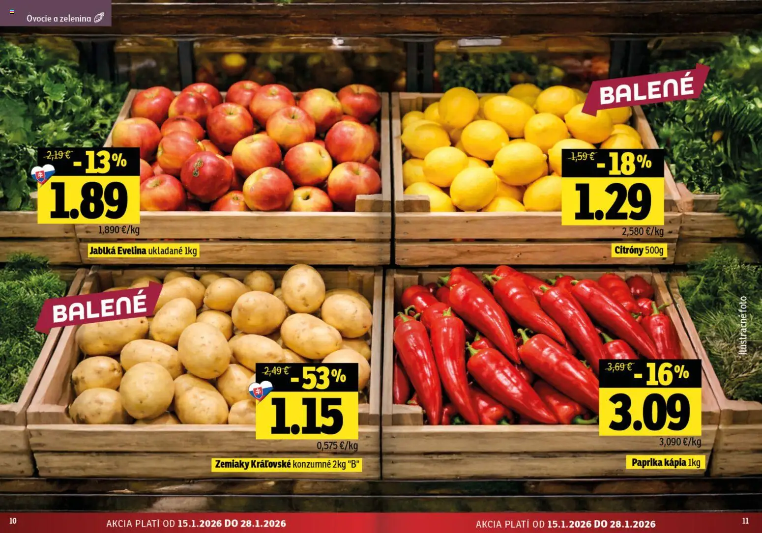 Nové Fresh akcie – leták je platný od 15.01.2026 | Strana: 6 | Produkty: Paprika, Citróny, Kápia, Ovocie