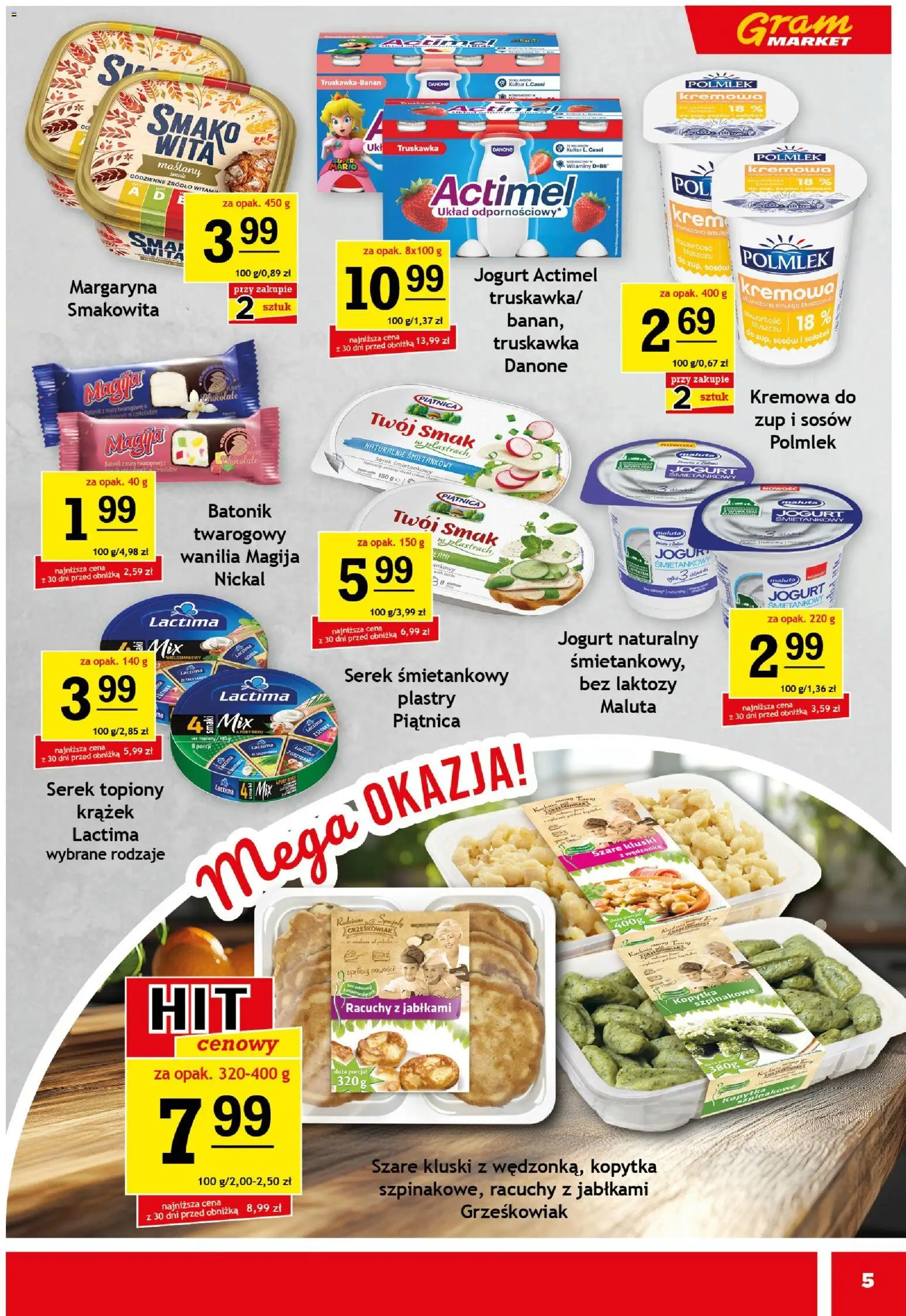 Gram Market Gazetka od 12.11.2025 | Strona: 5 | Produkty: Jogurt śmietankowy, Ser, Kopytka, Serek topiony