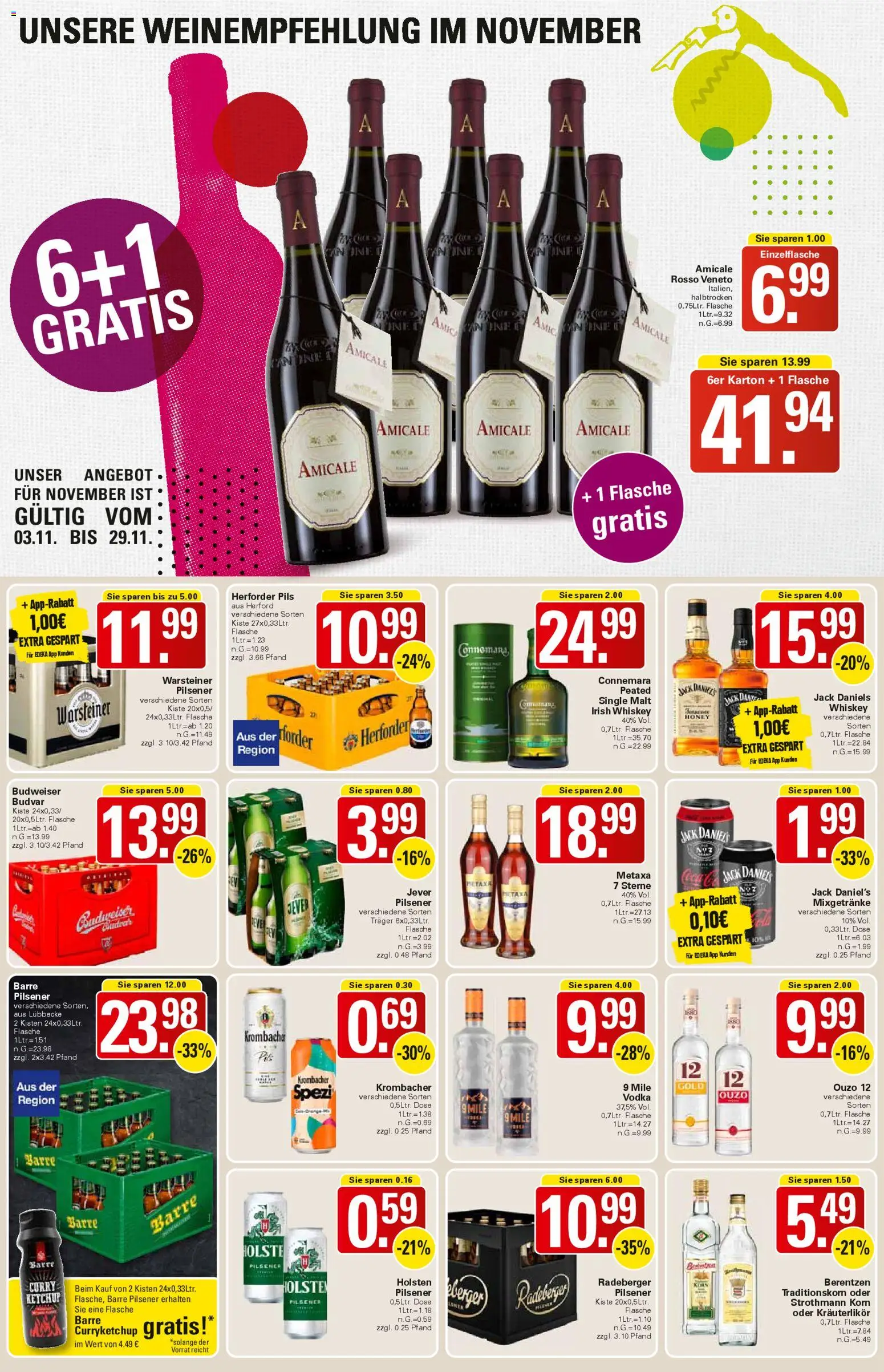 WEZ Prospekt – gültig ab 03.11.2025 | Seite: 13 | Produkte: Holsten, Metaxa, Jever, Ketchup