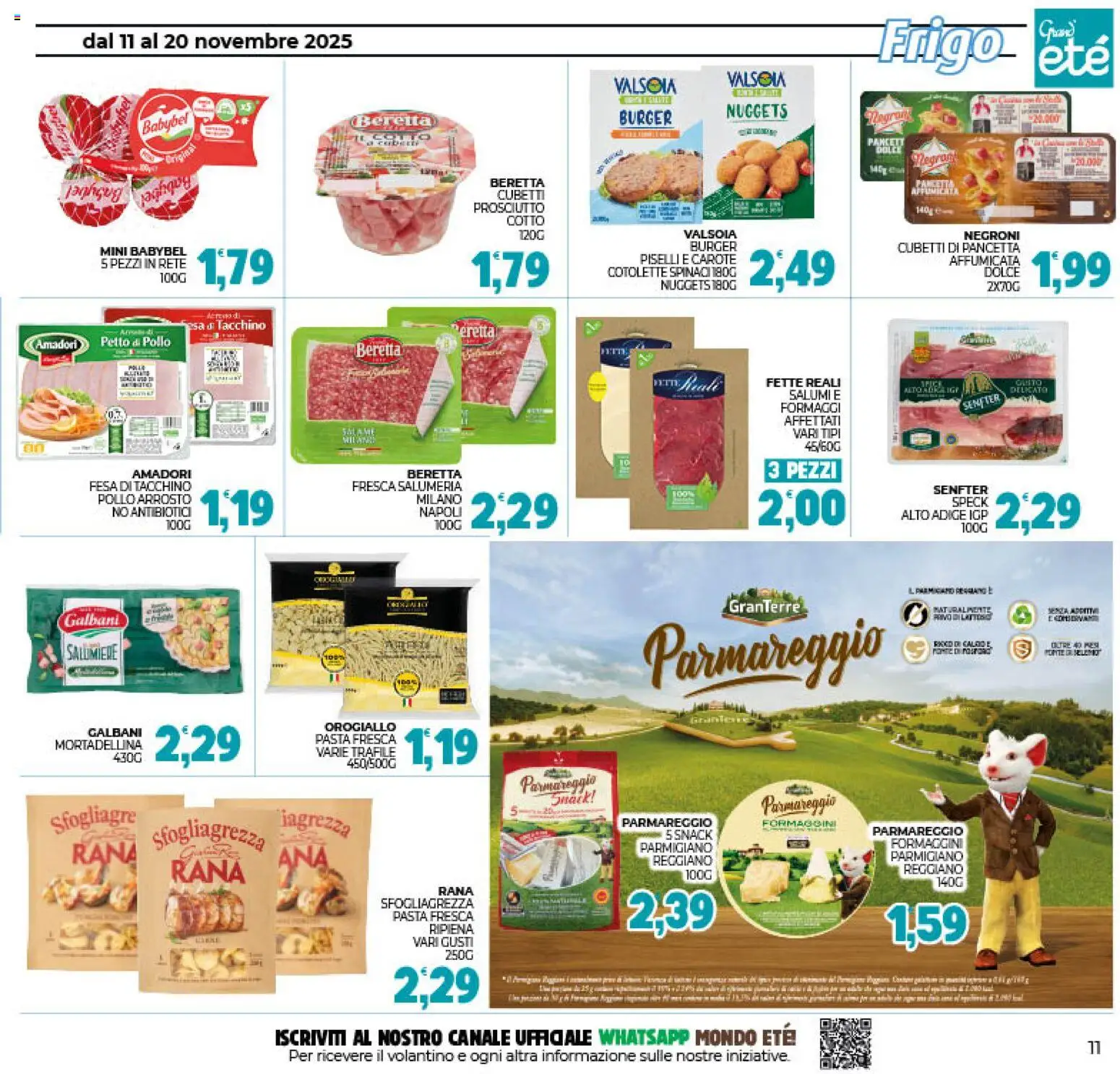 Volantino Eté del 11.11.2025 | Pagina: 11 | Prodotti: Pollo, Pancetta, Nuggets, Parmigiano