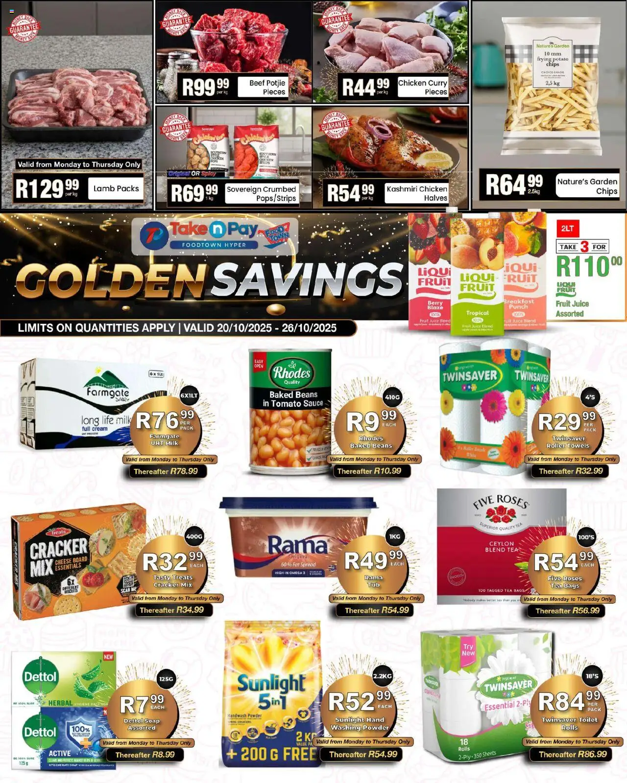 New Take n Pay catalogue – valid from 20.10.2025 | Page: 1 | Products: Milk, Chips, Tomato sauce, Sauce