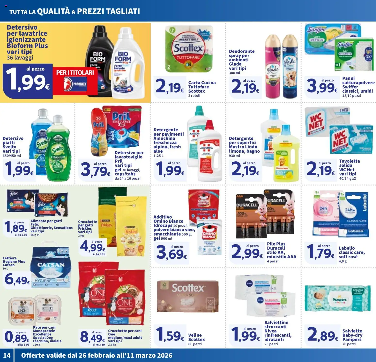 Volantino SIGMA del 26.02.2026 | Pagina: 14 | Prodotti: Pile, Maiale, Detergente, Crocchette