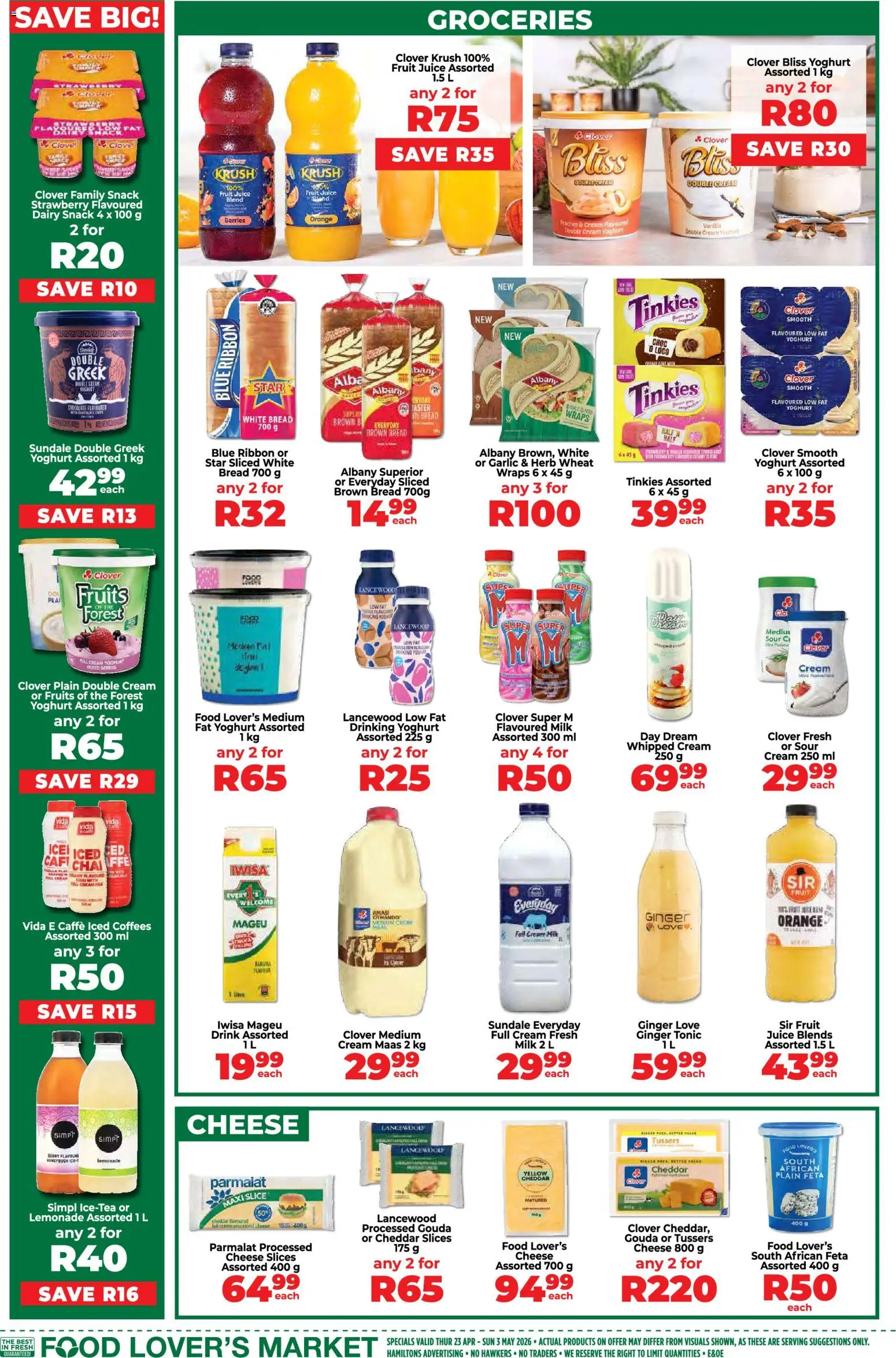 New Food Lover's Market catalogue – valid from 23.04.2026 | Page: 6 | Products: Milk, Juice, Fruit, Garlic
