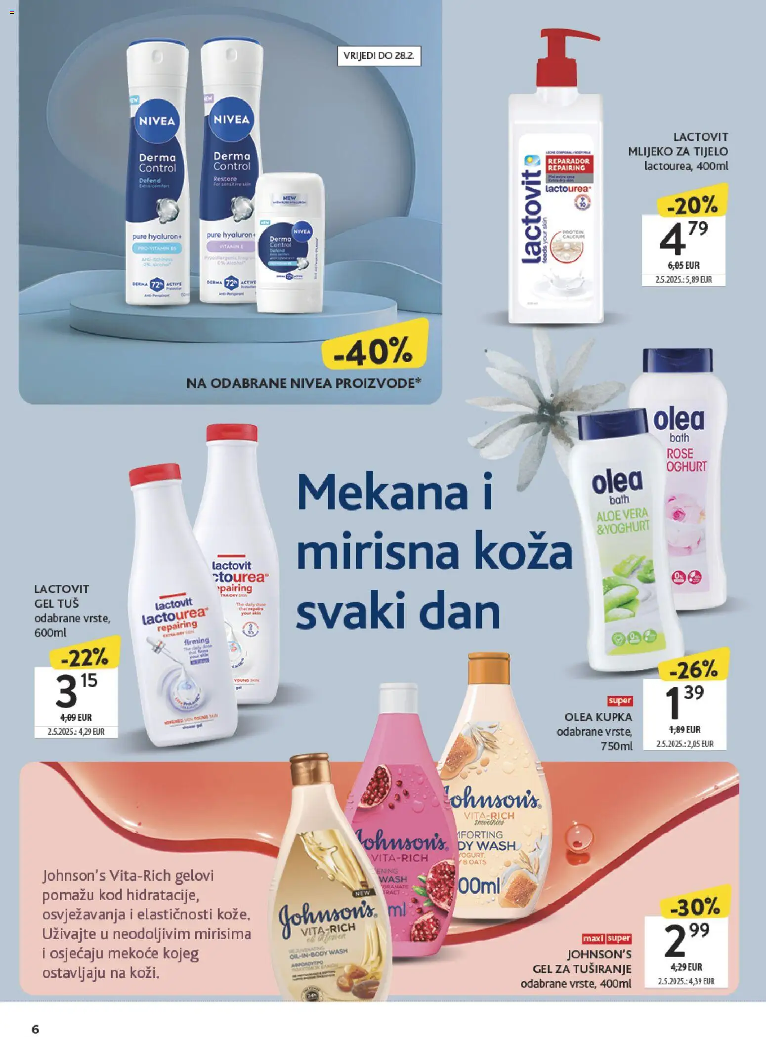 Konzum katalog | vrijedi od 03.02.2026 | Stranica: 6 | Proizvodi: Kupka, Tuš, Mlijeko, Nivea