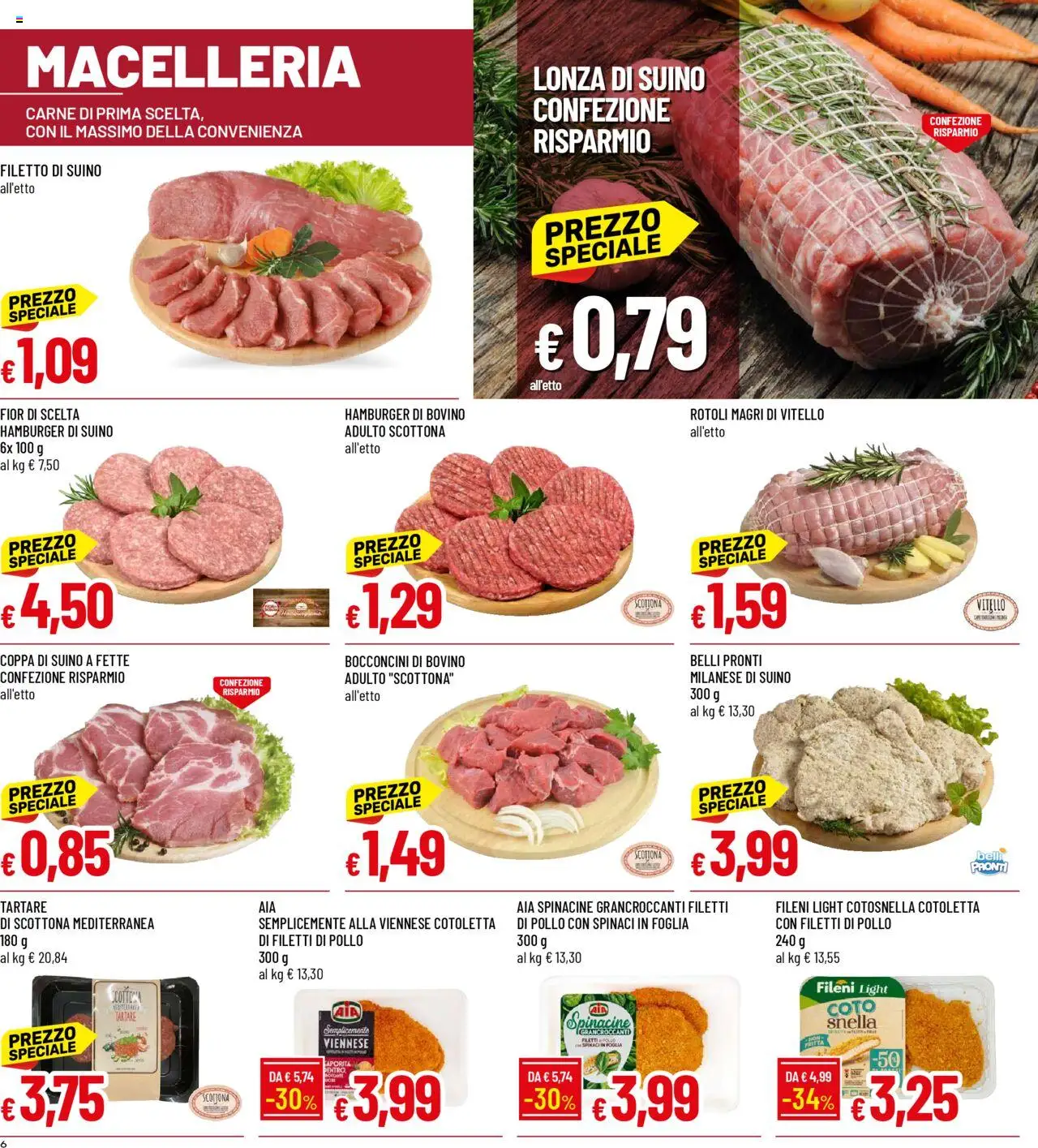 Volantino Famila del 22.09.2025 | Pagina: 6 | Prodotti: Pollo, Suino, Vitello, Hamburger