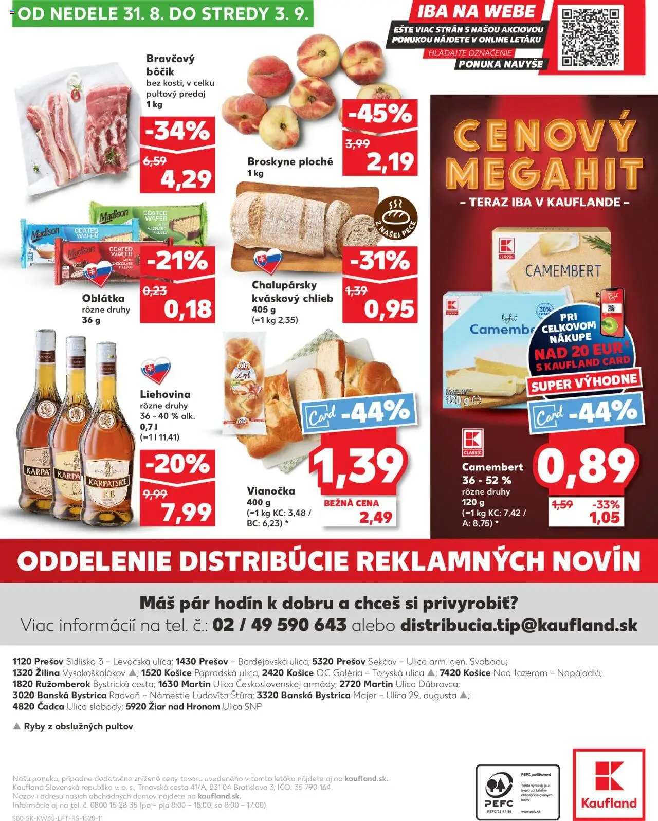 Kaufland Banská Bystrica-Radvaň │ platný od 28.08.2025 | Strana: 80 | Produkty: Ryby, Vianočka, Bravčový bôčik, Broskyne