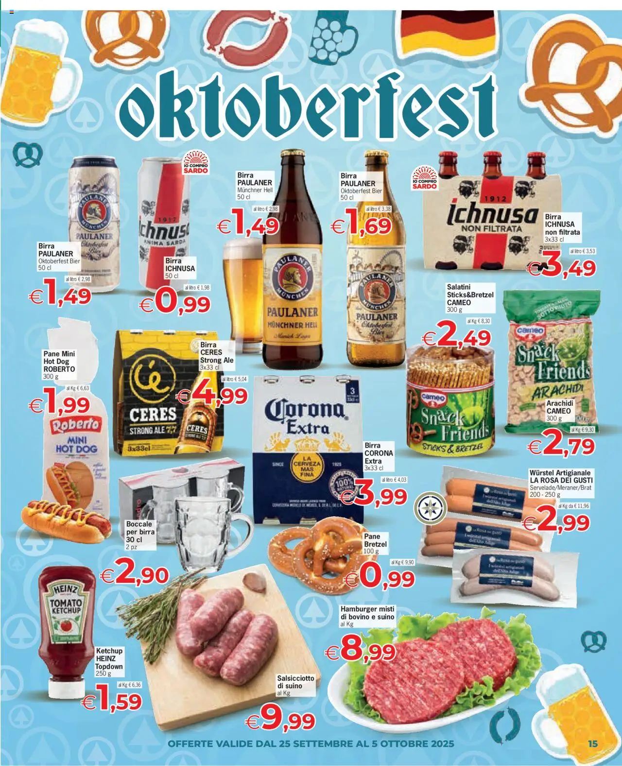 Volantino Eurospar del 25.09.2025 | Pagina: 15 | Prodotti: Bovino, Bretzel, Birra, Arachidi