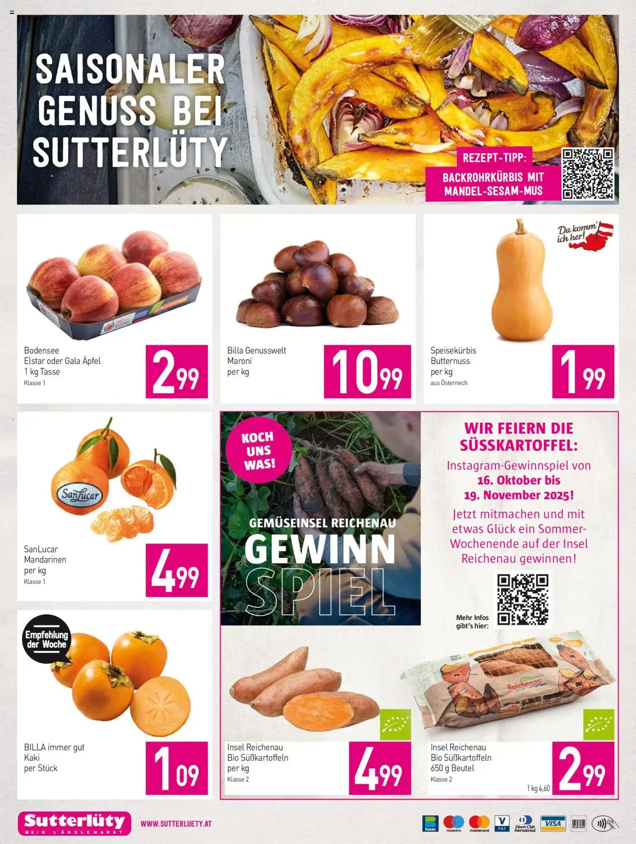 Sutterlüty Flugblatt gültig ab 16.10.2025 | Seite: 20 | Produkte: Mandarinen, Kaki, Spiel, Äpfel