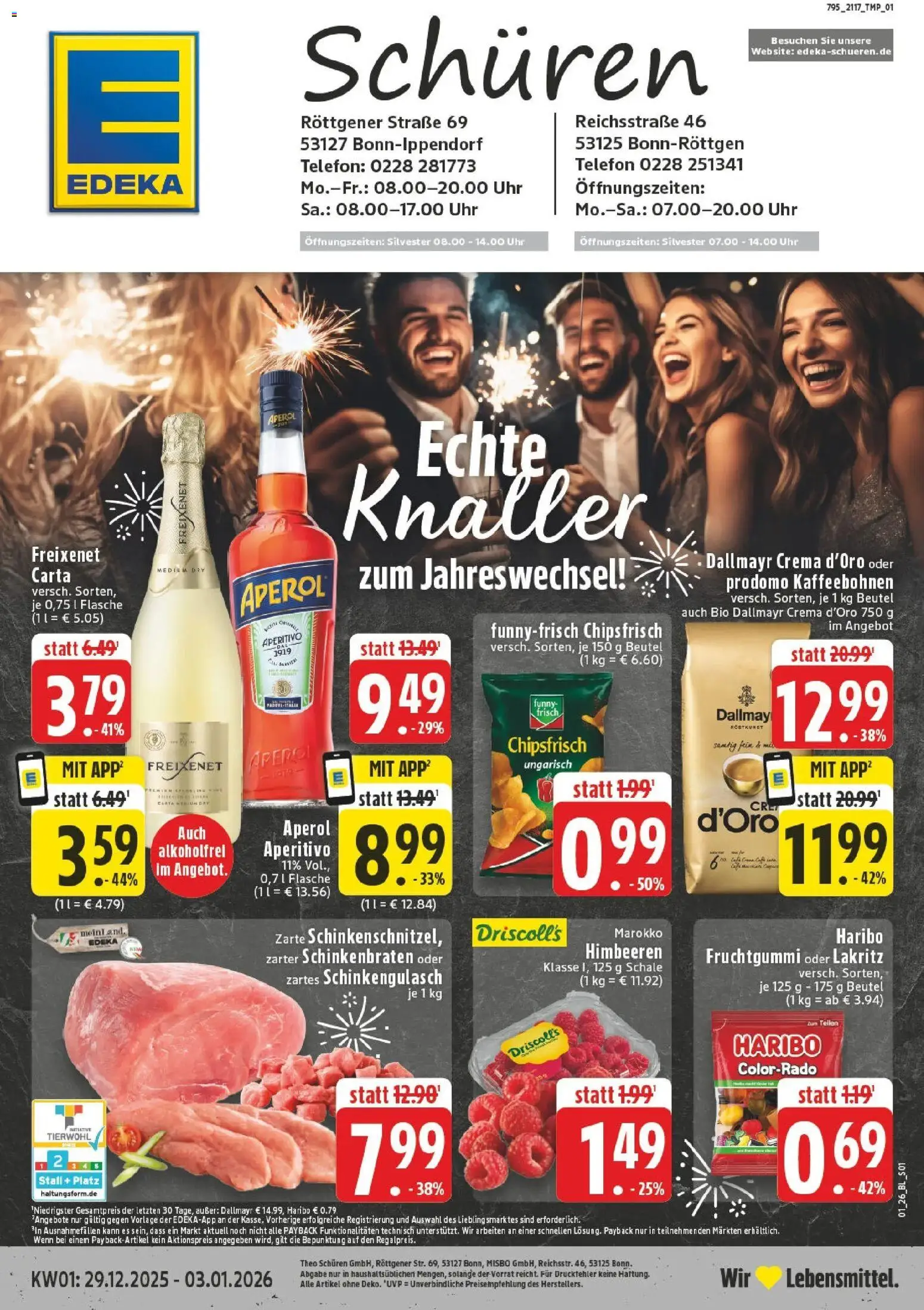 Edeka prospekt Bonn	 – gültig ab 28.12.2025 | Seite: 1 | Produkte: Himbeeren, Haribo, Chips, Telefon