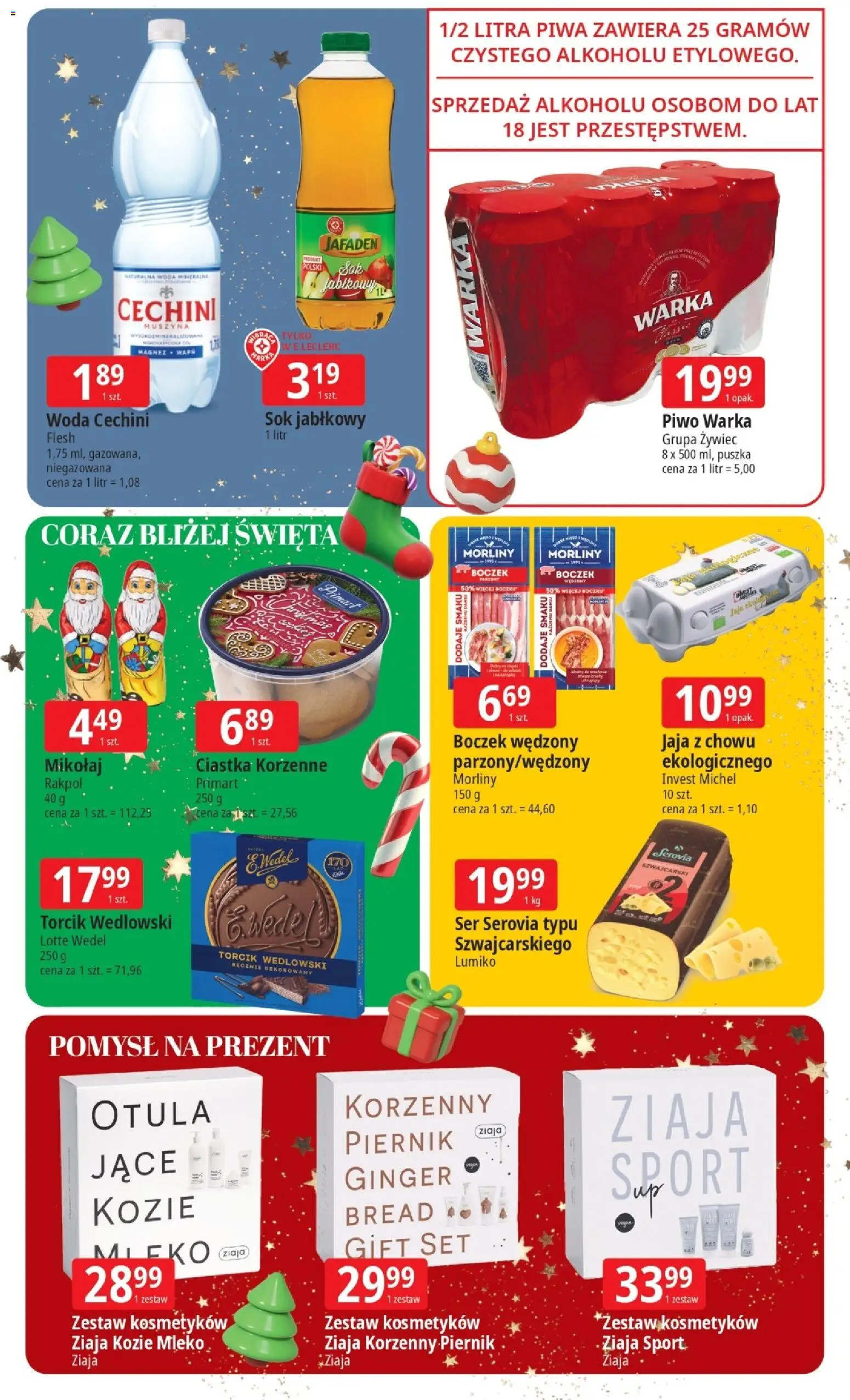 E.Leclerc Gazetka - Warszawa Jerozolimskie od 25.11.2025 | Strona: 3 | Produkty: Boczek, Mleko, Sok, Torcik wedlowski