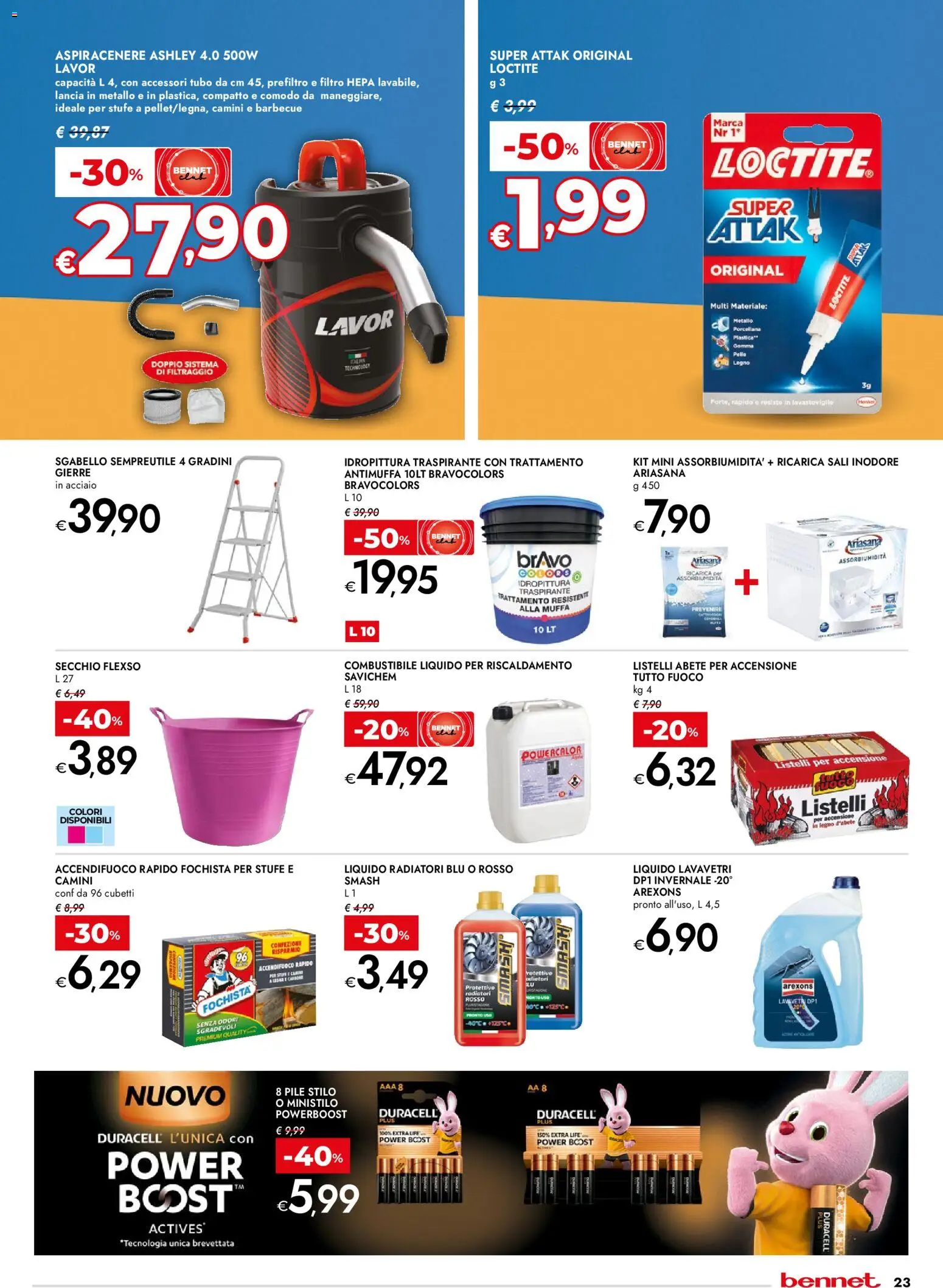 Volantino bennet del 27.11.2025 | Pagina: 23 | Prodotti: Pile, Tubo, Aspiracenere, Sgabello