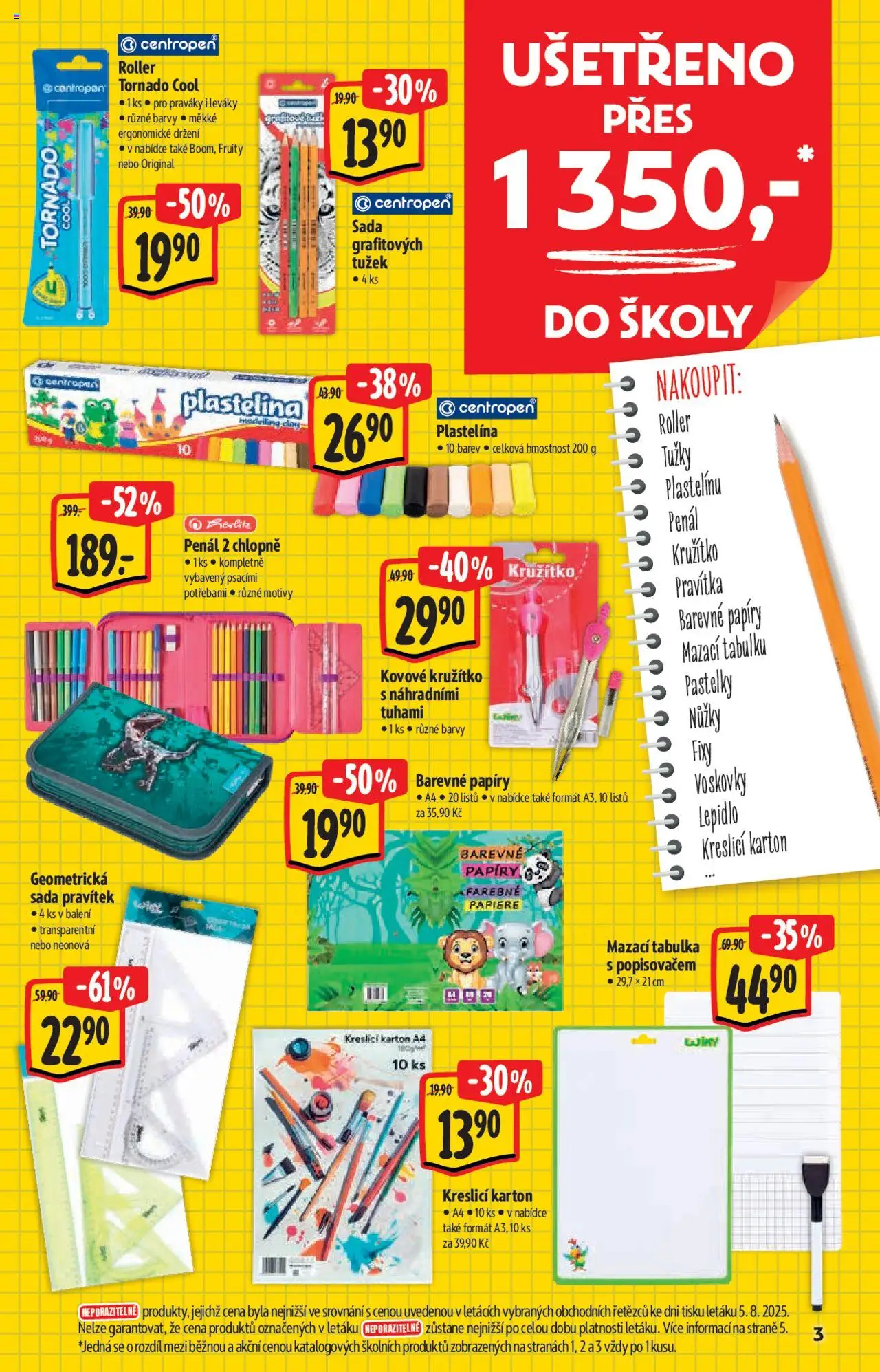 Albert katalog - Hypermarket od 13.08.2025 | Strana: 3 | Produkty: Penál, Voskovky, Nůžky, Plastelína