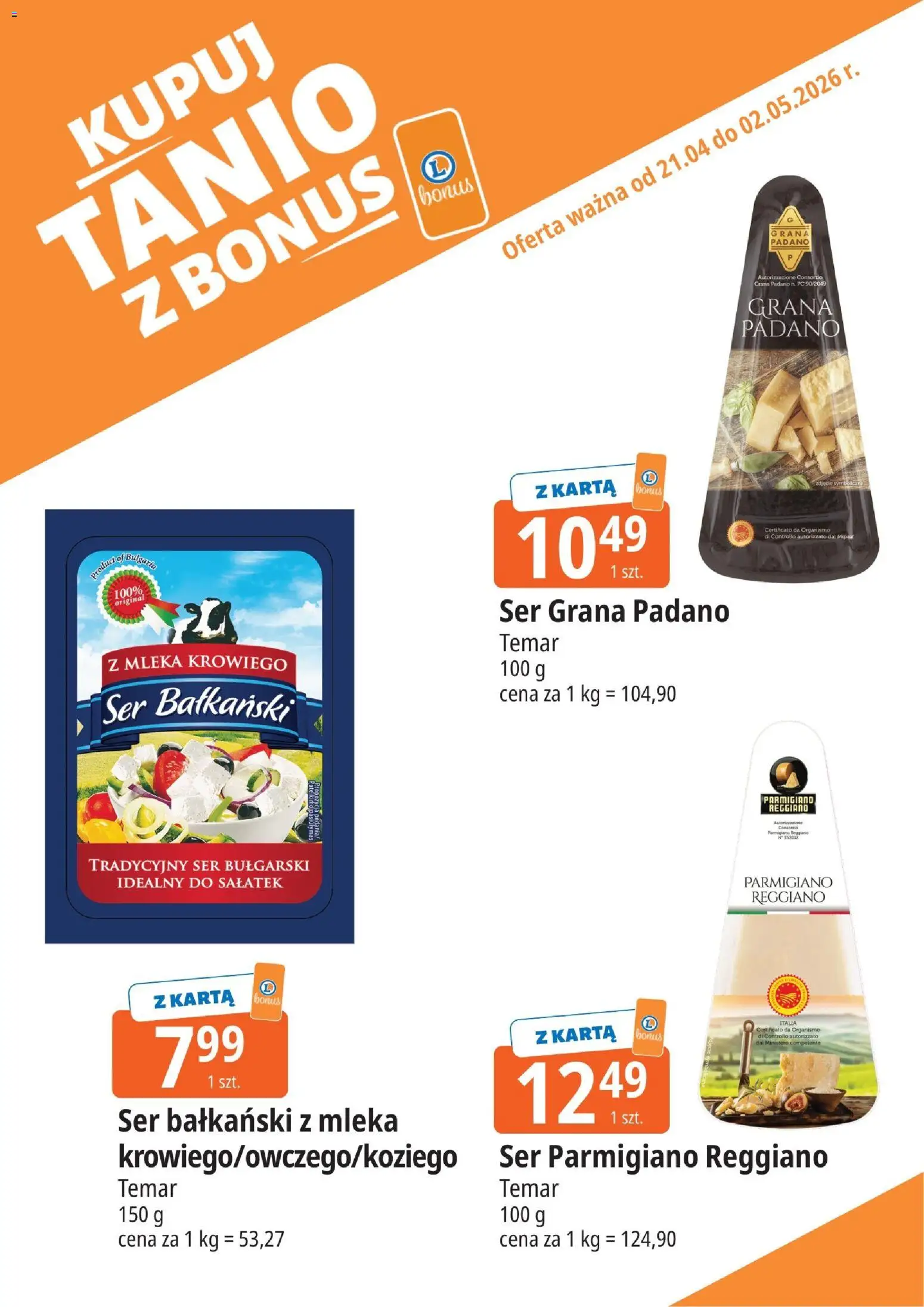 E.Leclerc gazetka - Elbląg kupony dodatkowe od 21.04.2026 | Strona: 9 | Produkty: Grana padano, Mleka, Ser grana padano, Ser