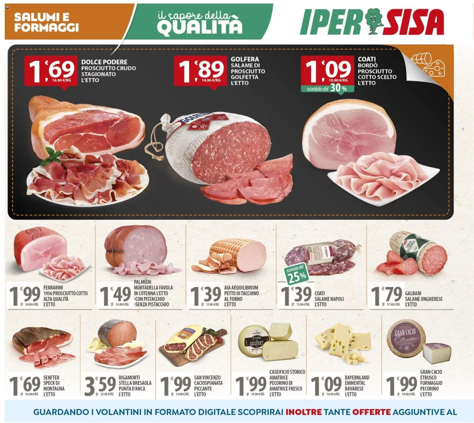 Volantino SISA del 25.11.2025 | Pagina: 2 | Prodotti: Bresaola, Formaggio, Forno, Pecorino