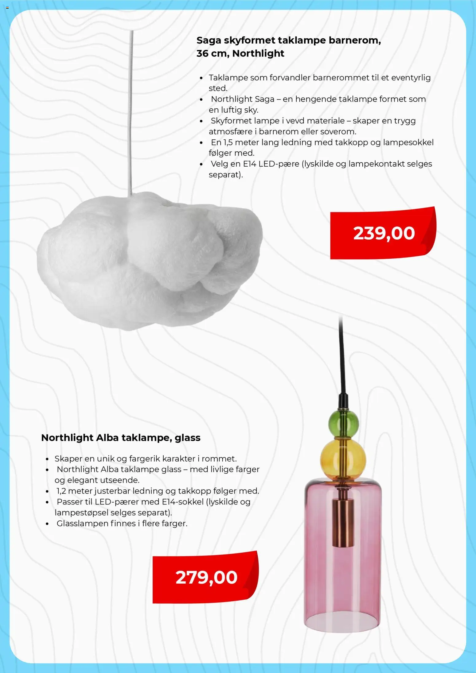 {H1} | Side: 4 | Produkter: Taklampe, Ledning, Glass, Lampe