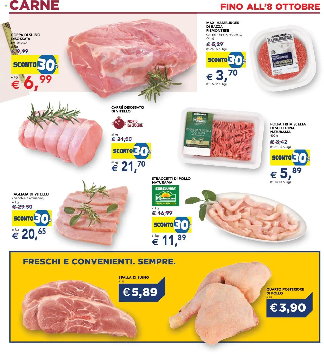 Volantino Esselunga S del 26.09.2025 | Pagina: 15 | Prodotti: Suino, Vitello, Parmigiano, Hamburger