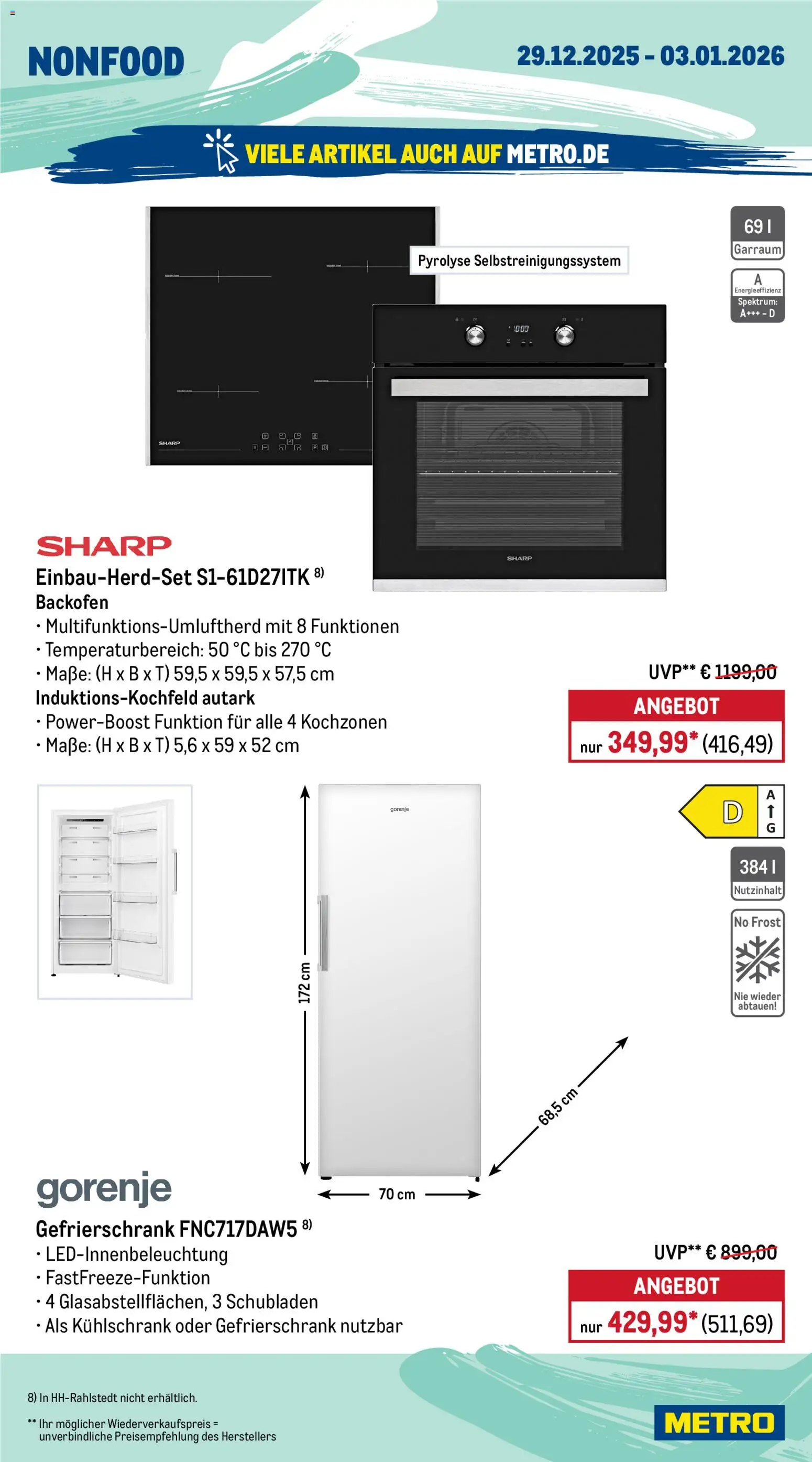 Metro Prospekt 	 – gültig ab 29.12.2025 | Seite: 18 | Produkte: Gorenje, Gefrierschrank, Kühlschrank, Backofen