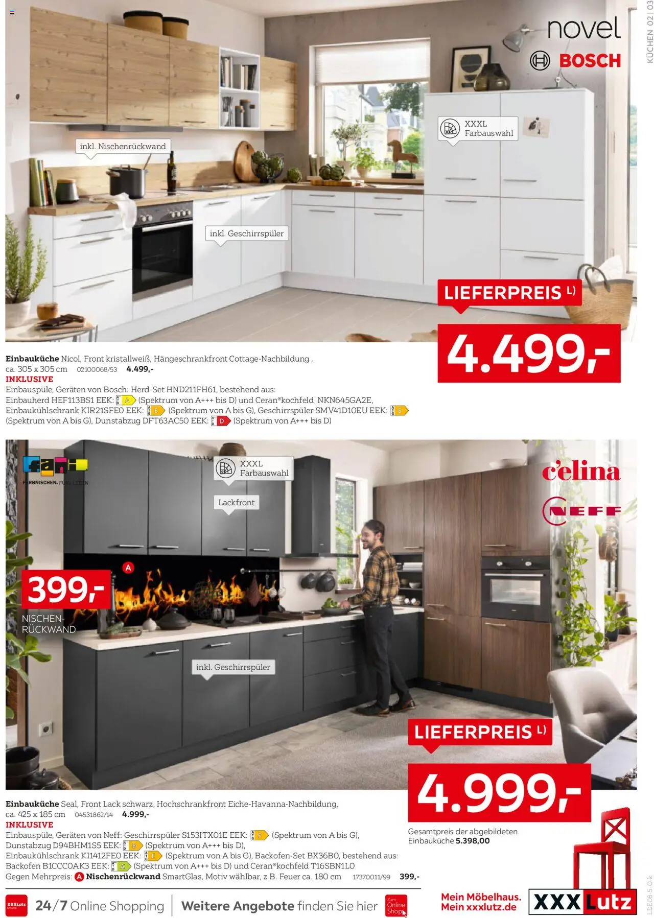 XXXL Lutz Nr. 1 bei Küchen - gültig ab dem 04.08.2025 | Seite: 3 | Produkte: Bosch, Einbauküche, Dunstabzug, Kuchen