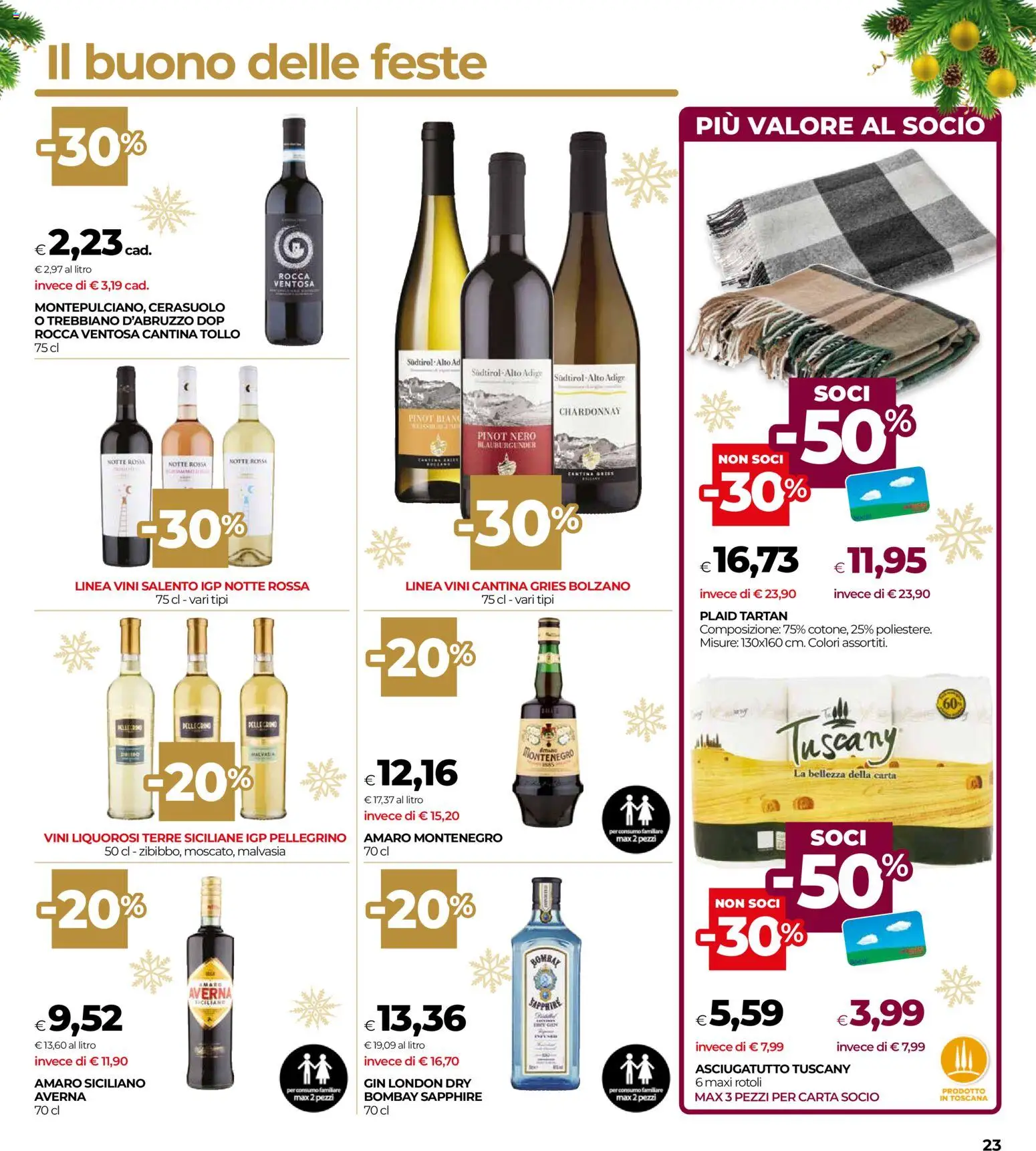 Volantino COOP del 04.12.2025 | Pagina: 23 | Prodotti: Plaid, Gin, Asciugatutto, Amaro