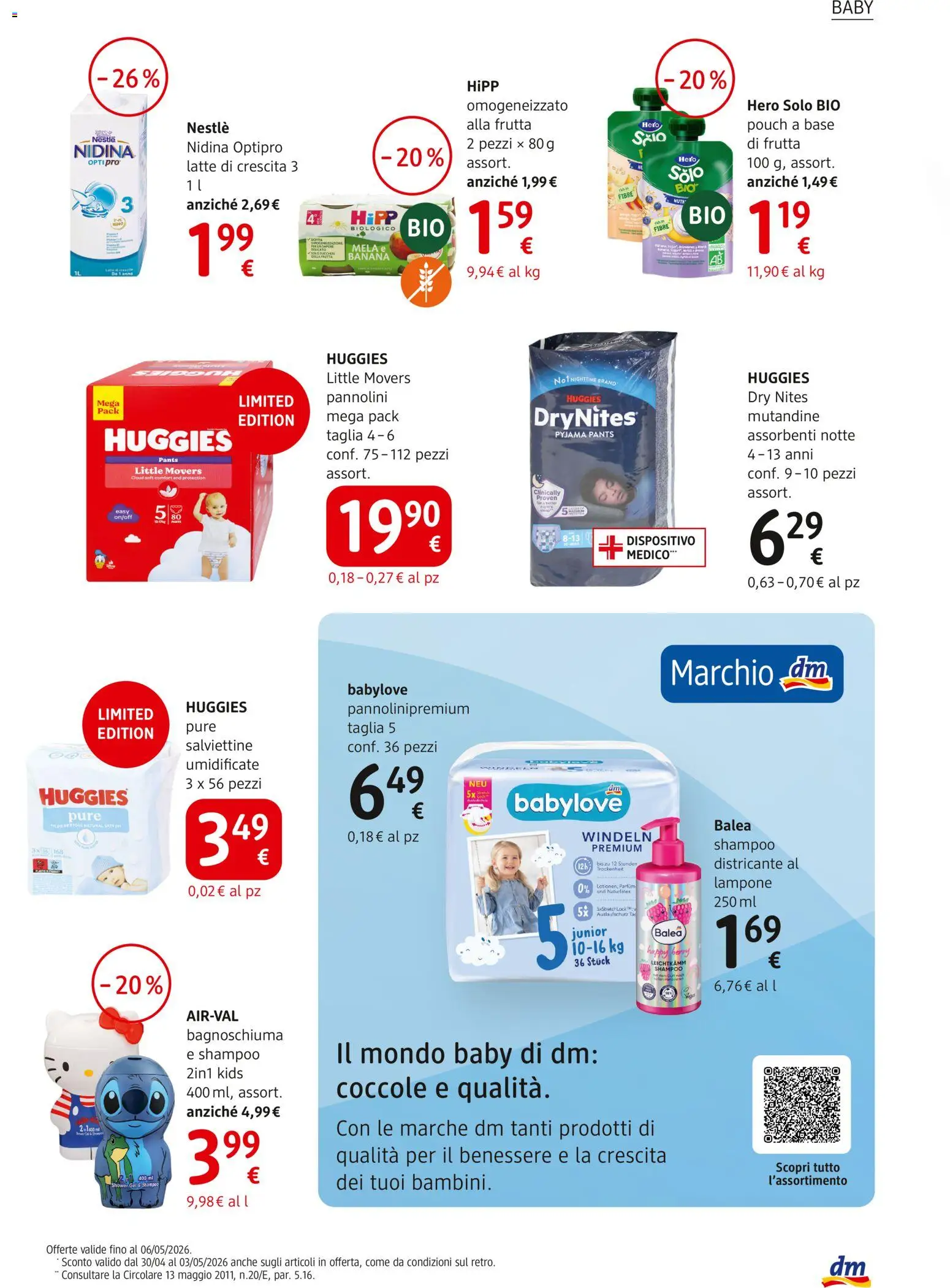 Volantino dm drogerie markt del 30.04.2026 | Pagina: 11 | Prodotti: Bagnoschiuma, Mutandine, Frutta, Latte