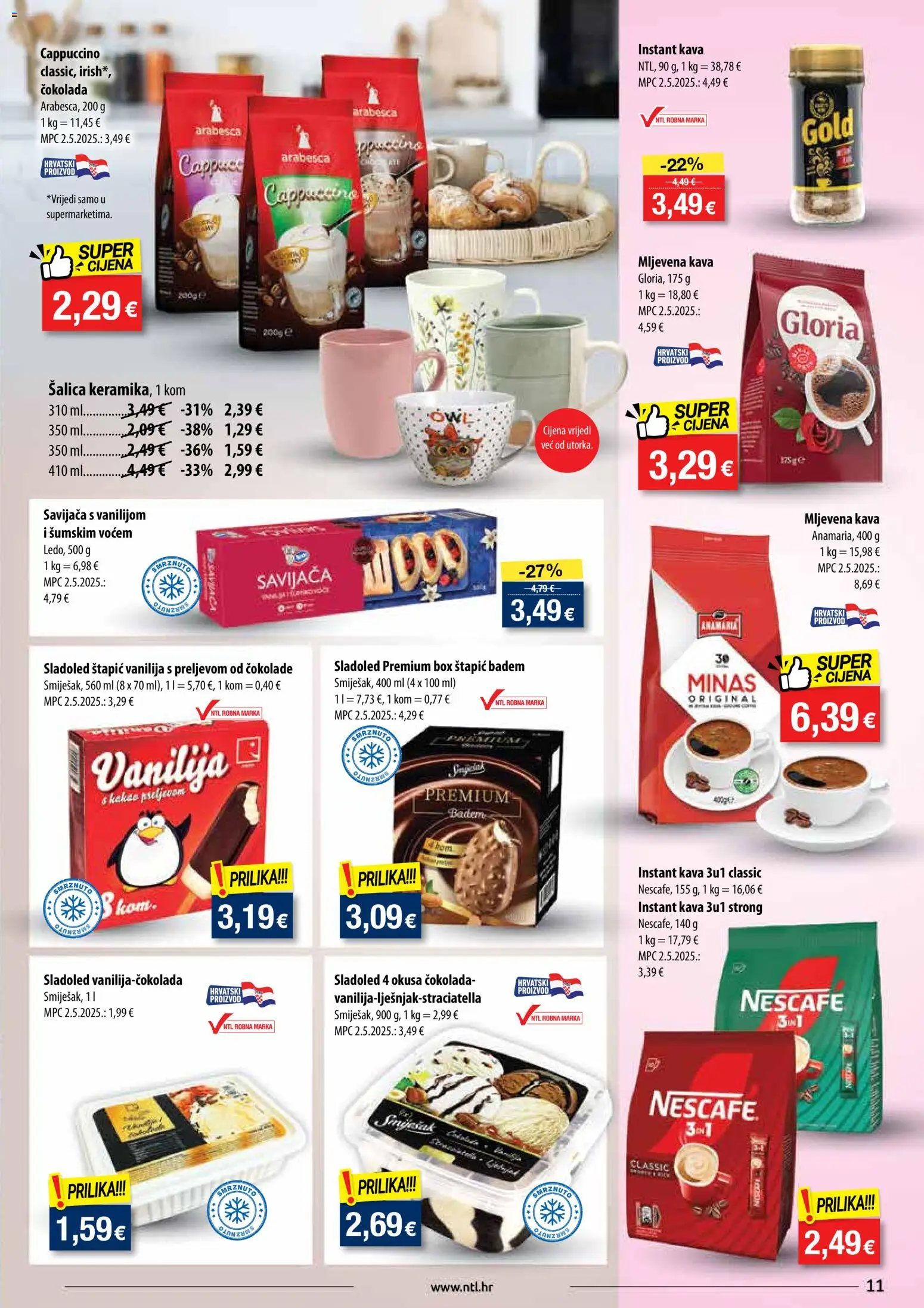 NTL katalog | vrijedi od 22.10.2025 | Stranica: 11 | Proizvodi: Mljevena kava, Kava, Čokolada, Sladoled