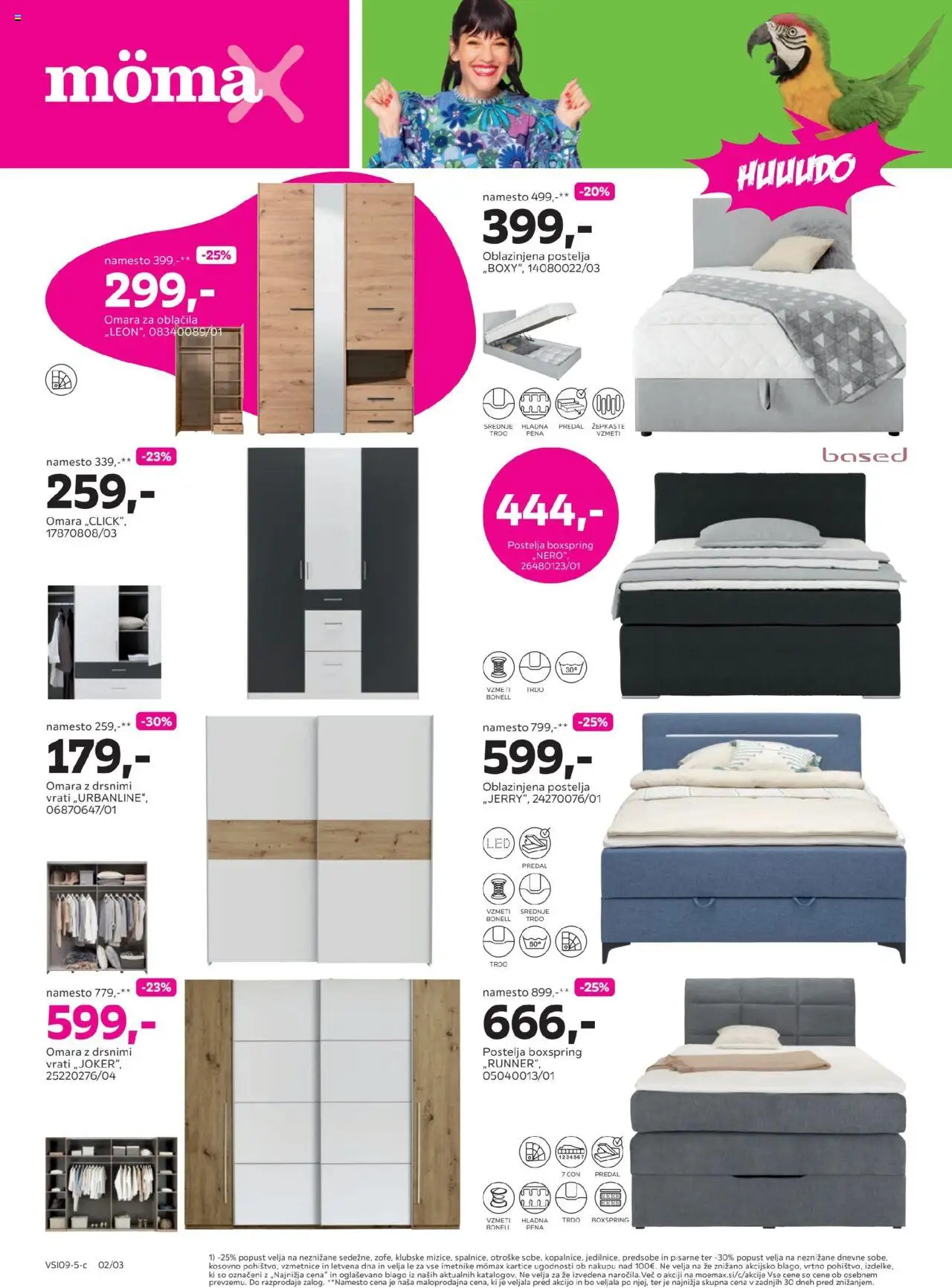 Novi Mömax katalog ponudbe – veljaven od 15.09.2025 | Stran: 2 | Izdelki: Postelja, Omara, Oblacila