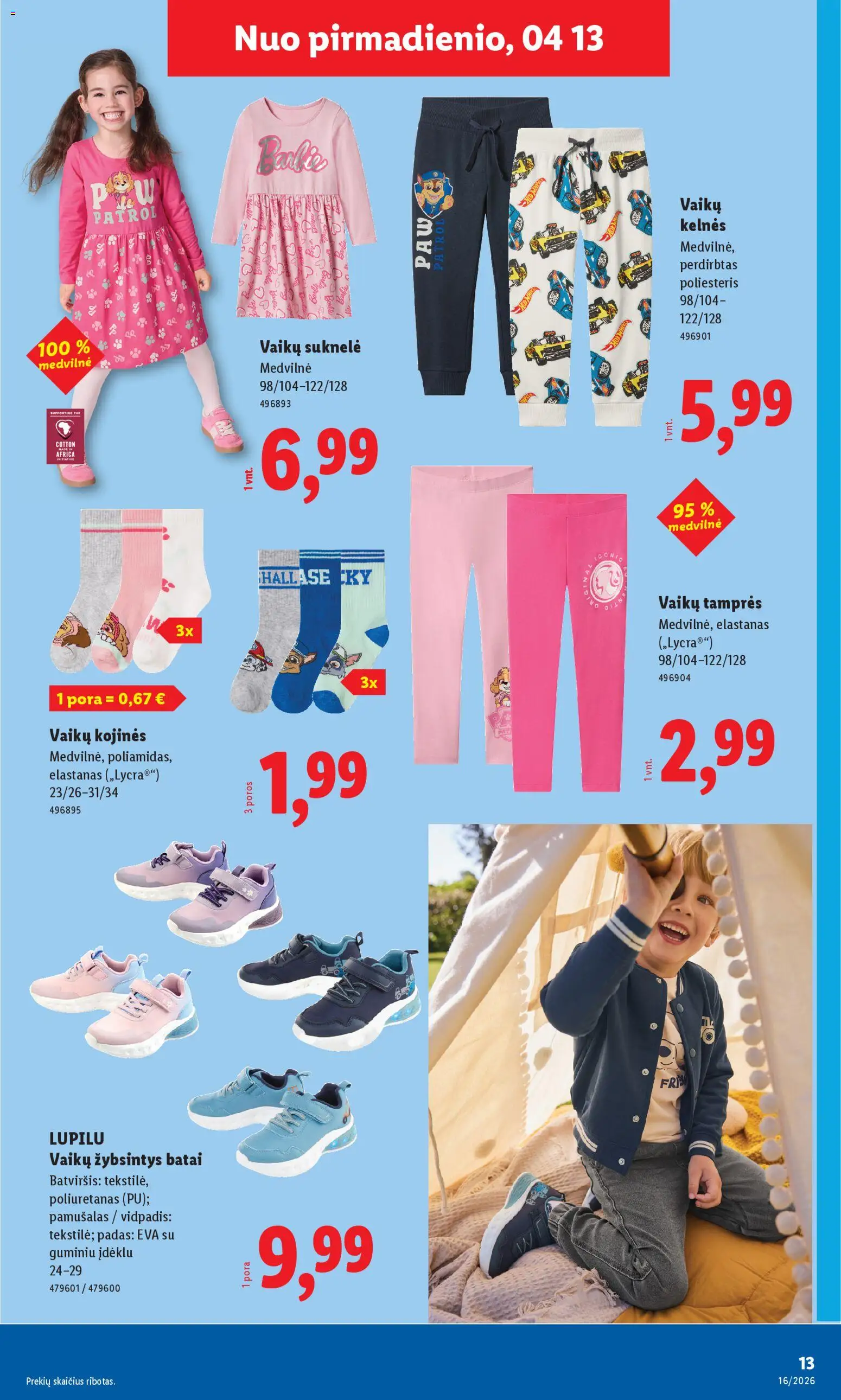 LIDL akcijos nuo 13.04.2026 | Puslapis: 13 | Prekių: Suknelė, Kelnes, Kojinės, Tamprės