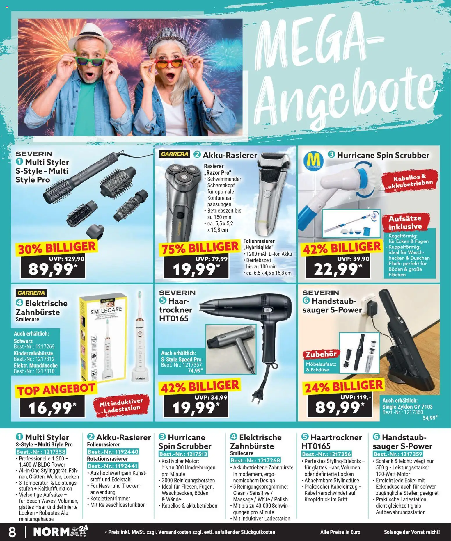 Norma Bestellmagazin gültig ab 01.12.2025 | Seite: 8 | Produkte: Kabel, Trockner, Haartrockner, Zahnbürste