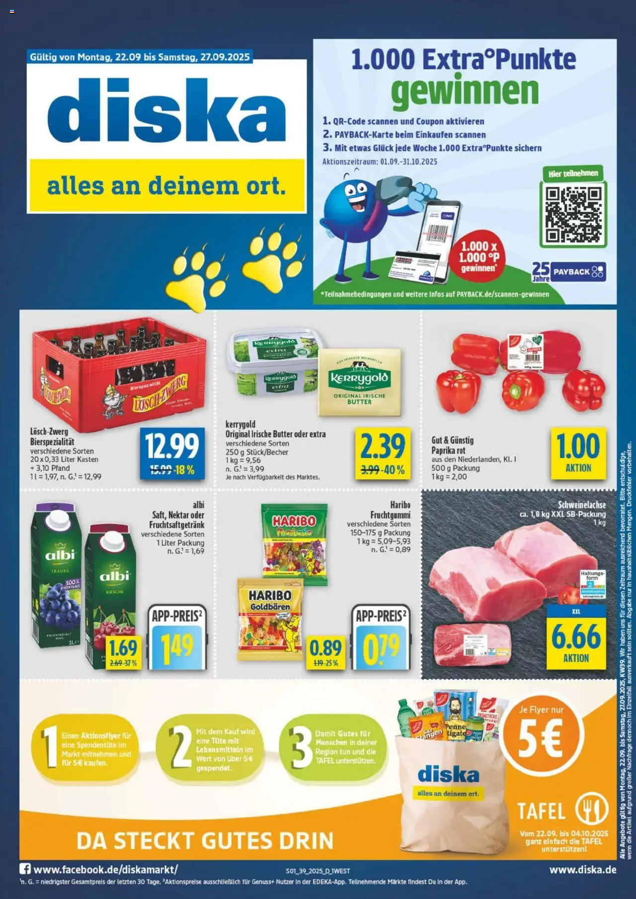 Diska - diska Angebote Bayern KW39 – gültig ab 22.09.2025 | Seite: 1 | Produkte: Haribo, Butter, Paprika rot, Paprika
