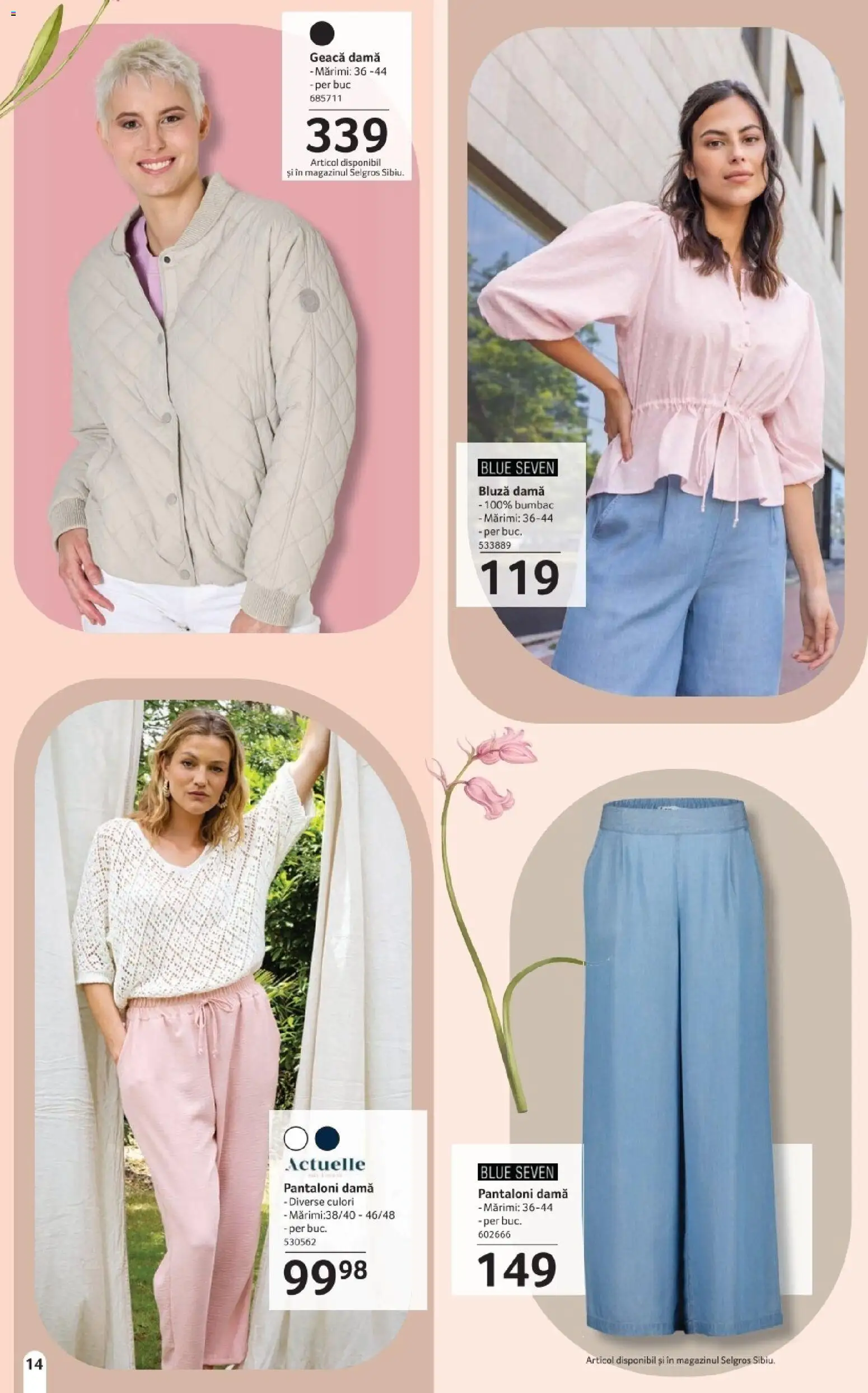 Noul catalog Selgros – valabil de la 20.03.2026 | Pagină: 14 | Produse: Bluză, Geacă, Pantaloni
