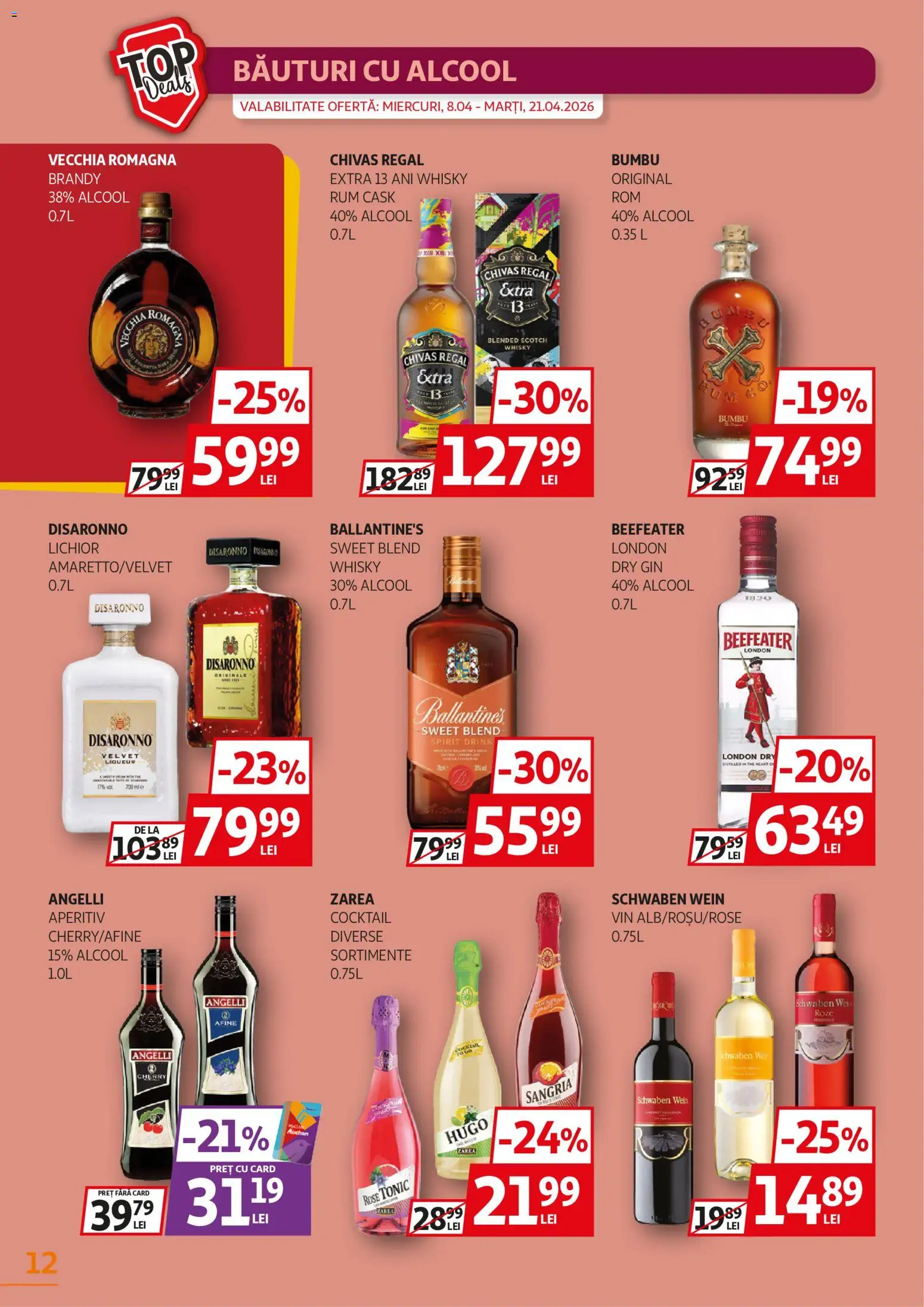 Noul catalog Auchan – valabil de la 08.04.2026 | Pagină: 12 | Produse: Afine, Vin, Cocktail, Gin