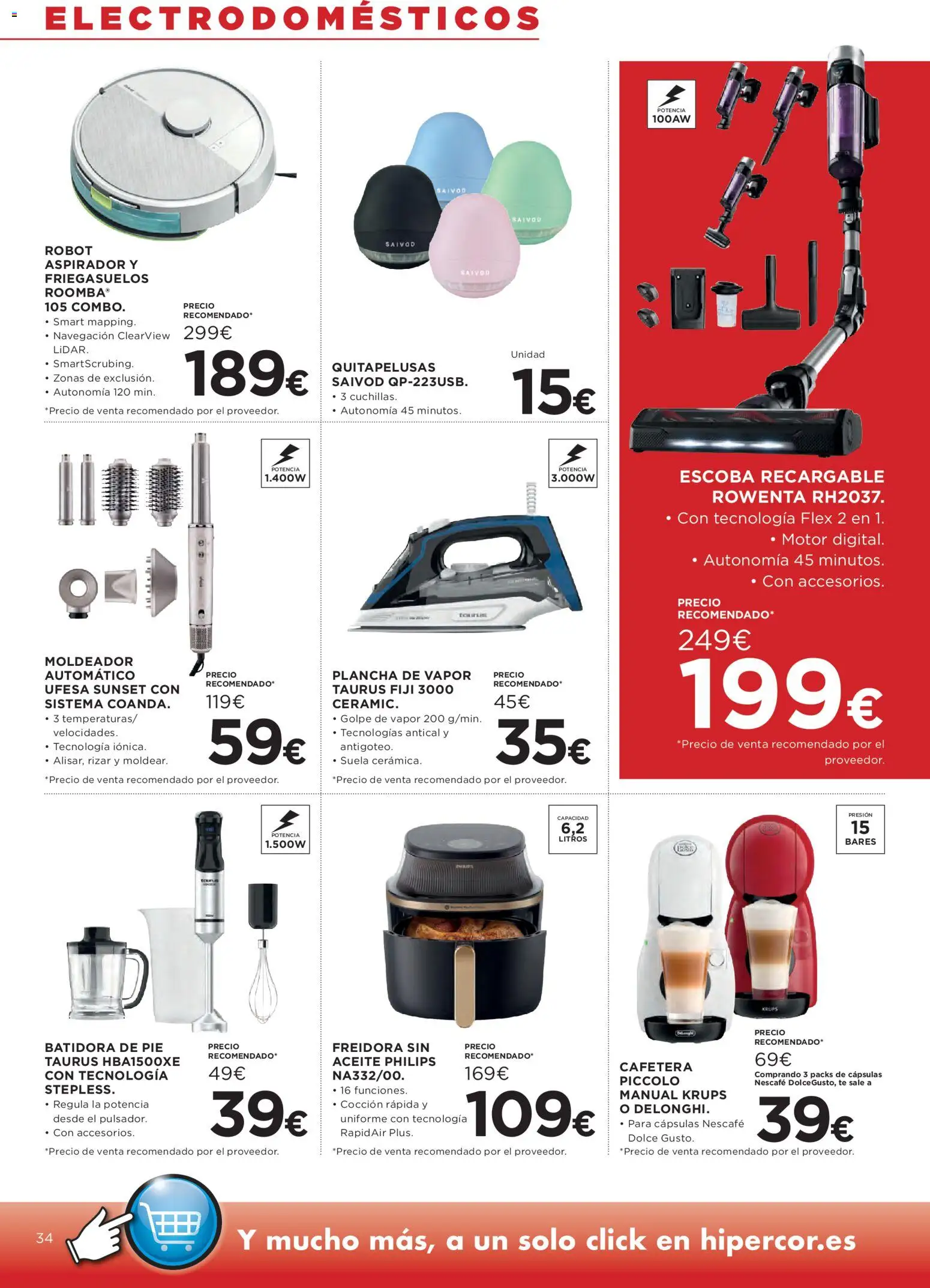 Hipercor catálogo │ válido desde el 12.02.2026 | Página: 34 | Productos: Té, Batidora, Robot, Freidora