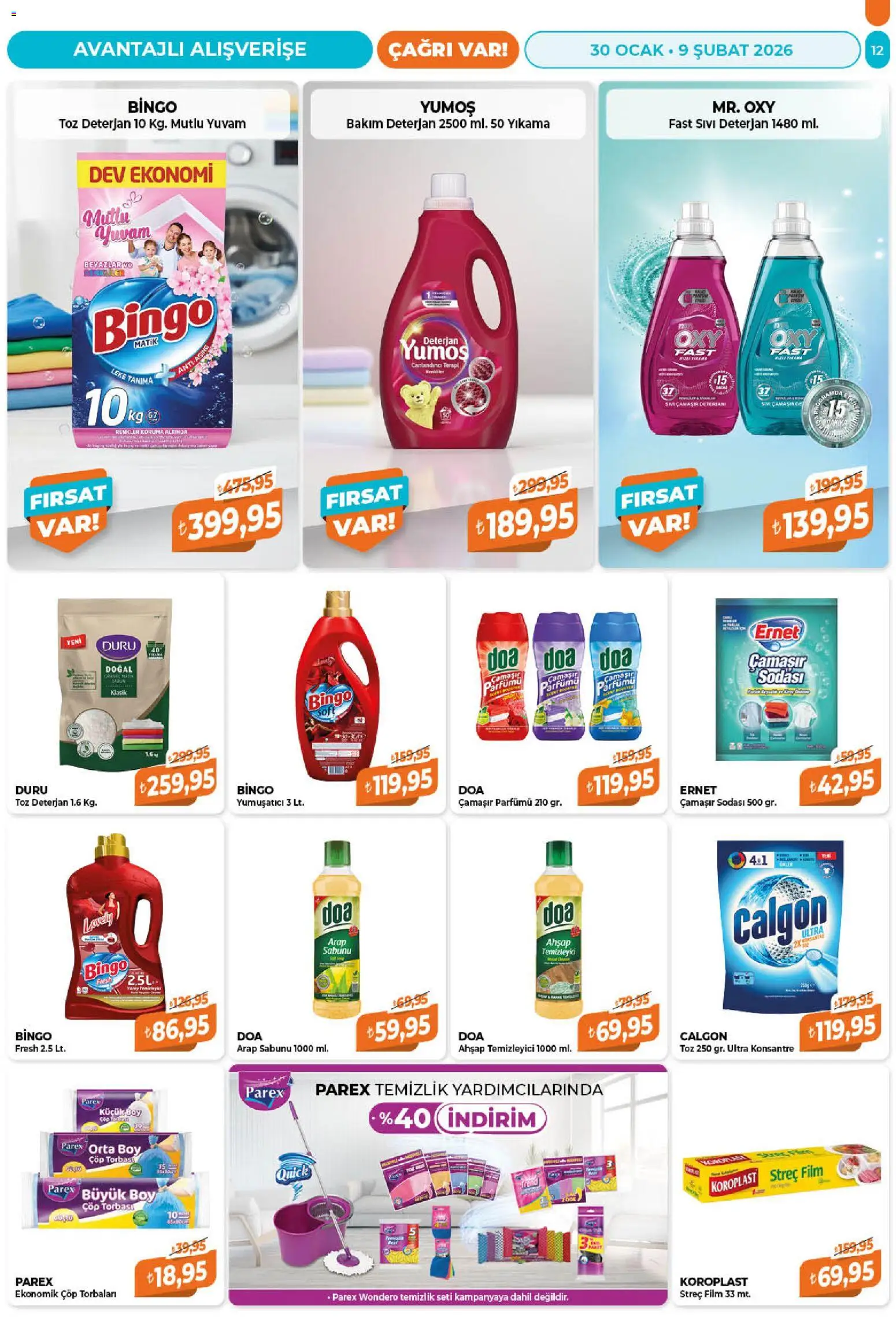 Çağrı Market Katalog - 30.01.2026 tarihinden itibaren geçerlidir | Sayfa: 12 | Ürünler: Arap sabunu, Çöp torbası, Yumuşatıcı, Ocak