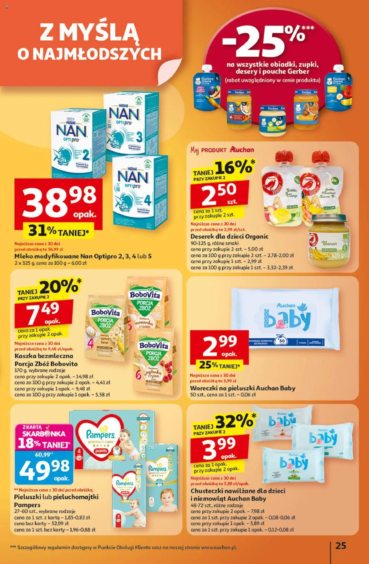 Auchan Gazetka - Wielkie przeboje cenowe Hipermarket od 09.10.2025 | Strona: 25 | Produkty: Karta, Pieluchomajtki, Mleko modyfikowane, Banan