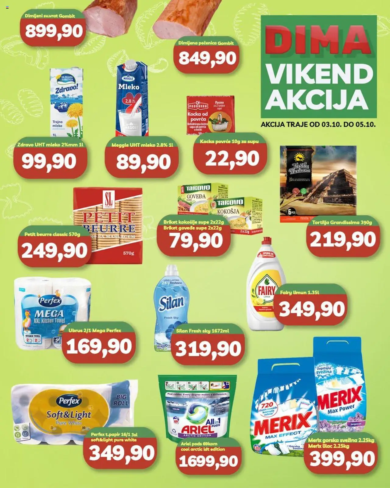 VP Dima katalog - važi od 03.10.2025 | Strana: 1 | Proizvode: Ubrus, Silan, Podravka, Mleko