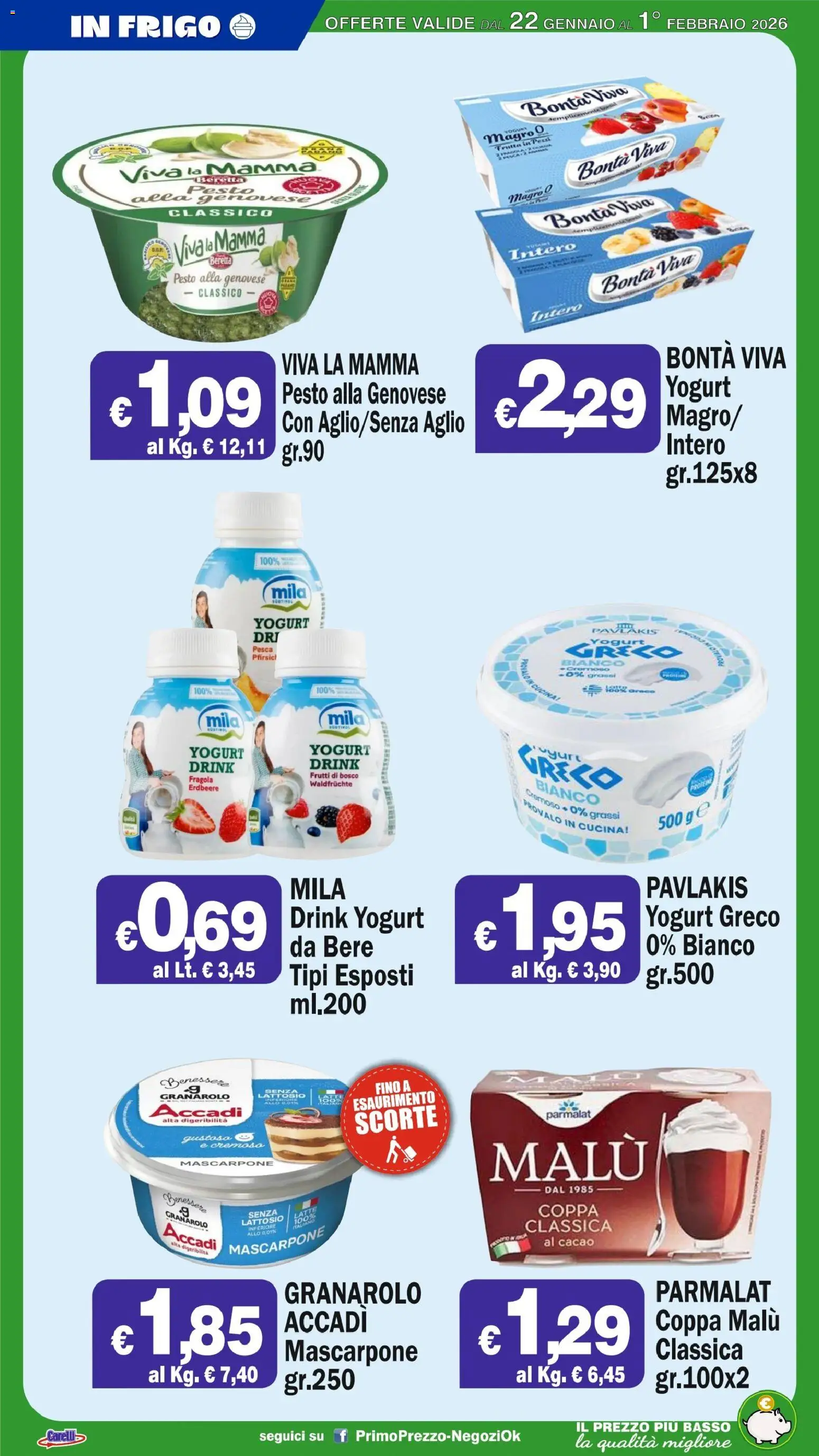 Volantino Primo Prezzo del 22.01.2026 | Pagina: 44 | Prodotti: Frutta, Aglio, Pesto, Mascarpone