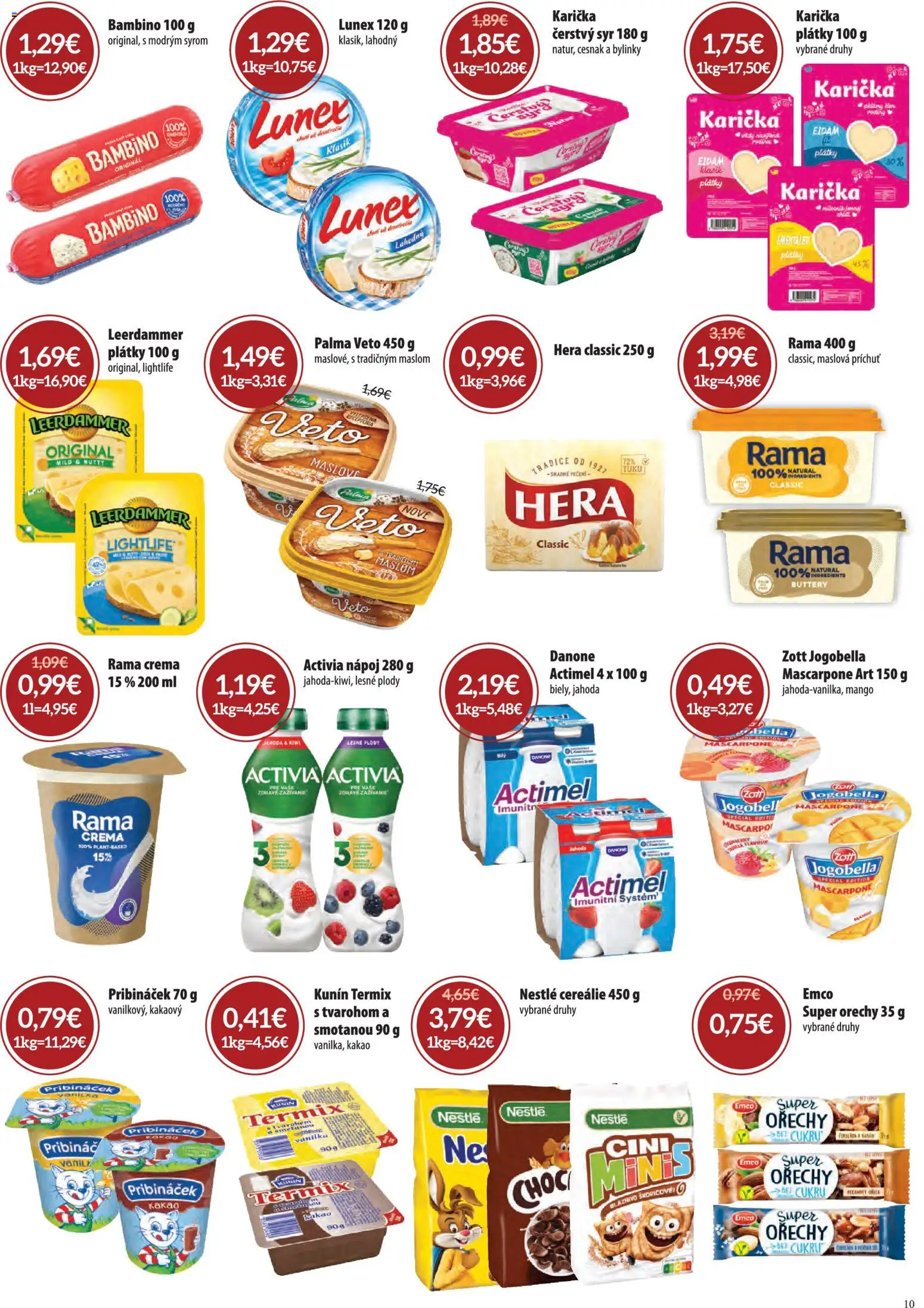 Nové Nitrazdroj akcie – leták je platný od 01.04.2026 | Strana: 10 | Produkty: Syr, Eidam, Kiwi, Orechy