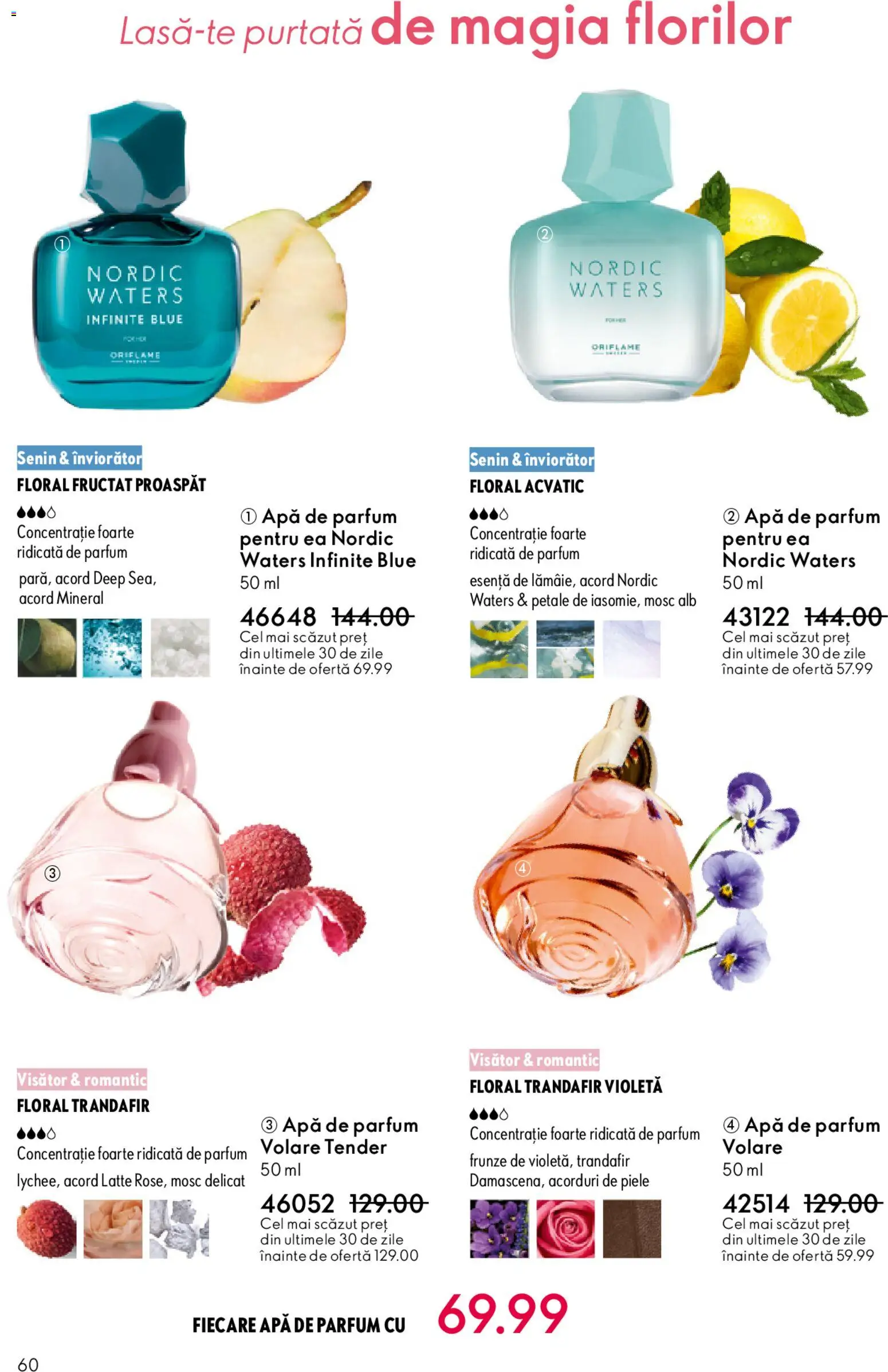 Noul catalog Oriflame – valabil de la 25.03.2026 | Pagină: 60 | Produse: Apă de parfum, Trandafir, Parfum, Apă