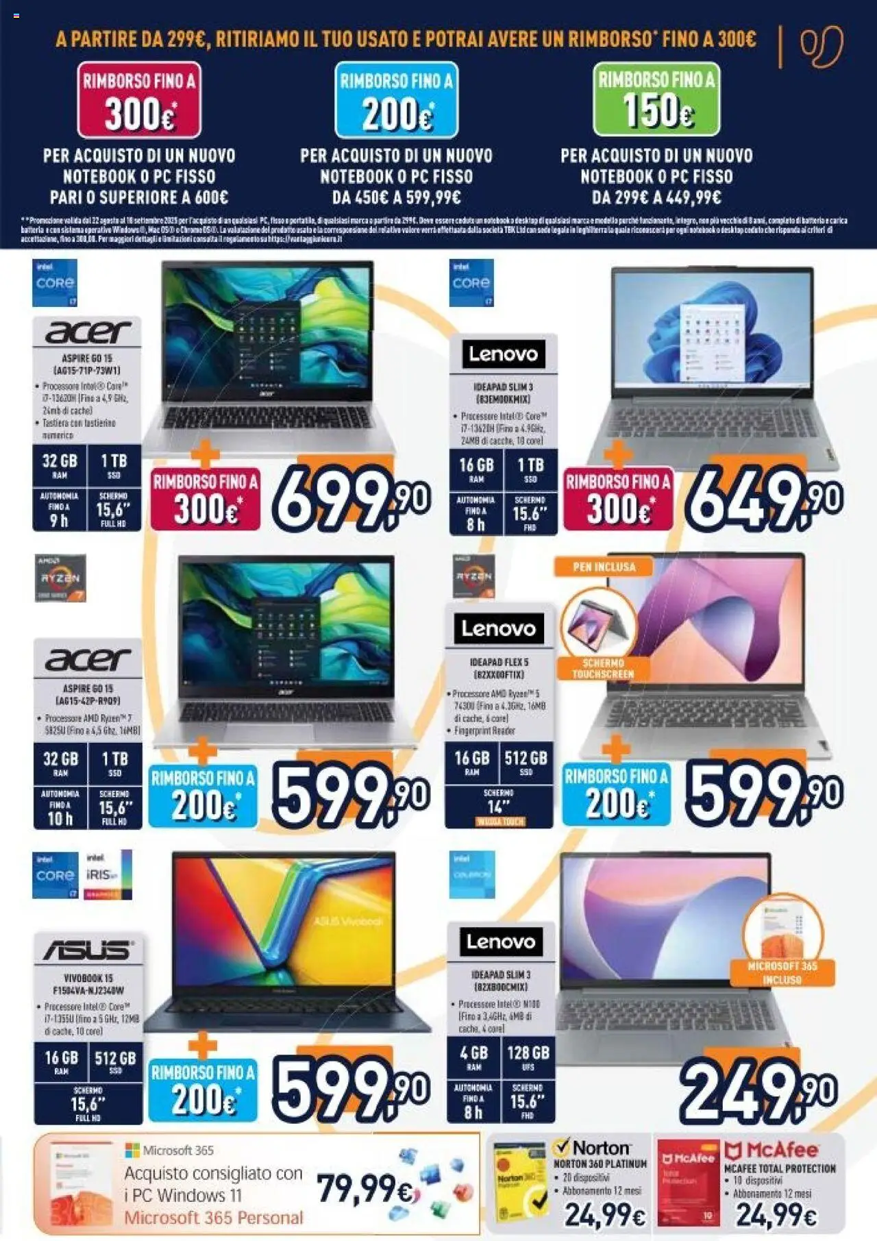 Volantino Unieuro del 22.08.2025 | Pagina: 3 | Prodotti: Schermo, Notebook, Tè, Tastiera
