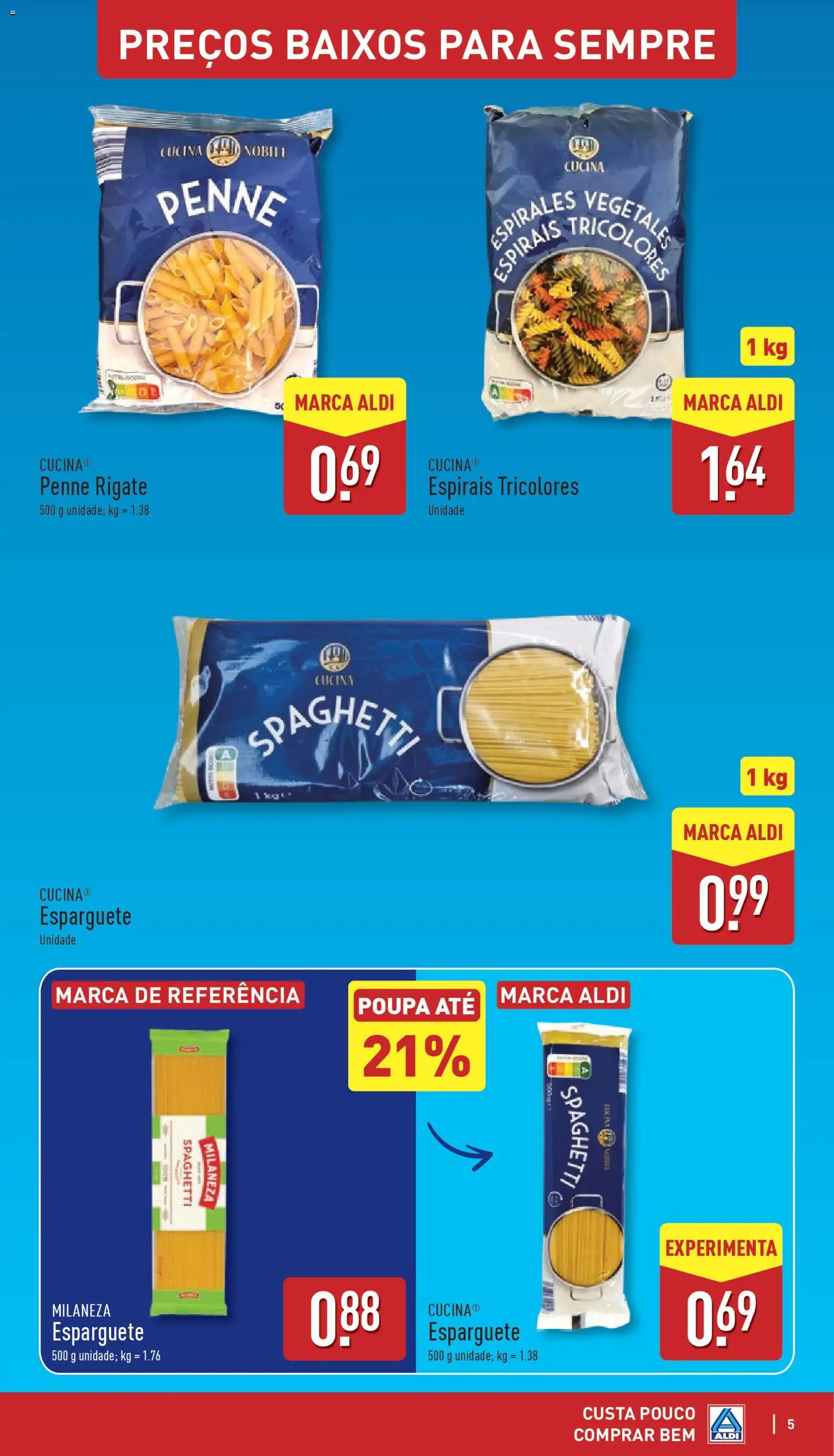 Aldi folheto │ válido de 05.01.2026 | Página: 5 | Produtos: Esparguete, Milaneza