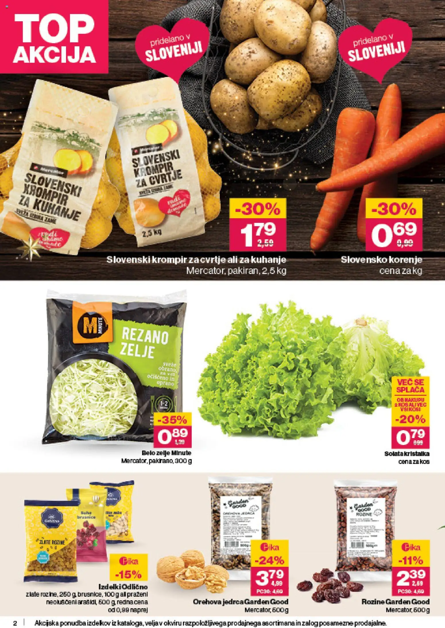 Novi Mercator katalog ponudbe – veljaven od 18.12.2025 | Stran: 2 | Izdelki: Solata, Rozine, Krompir, Zelje