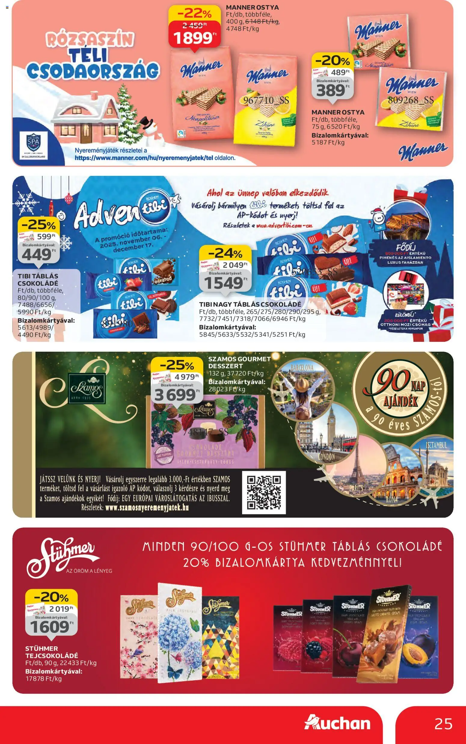 Auchan akciós ujság - amely érvényes a következő dátumtól: 13.11.2025 | Oldal: 25 | Termékek: Tejcsokoládé, Csokoládé